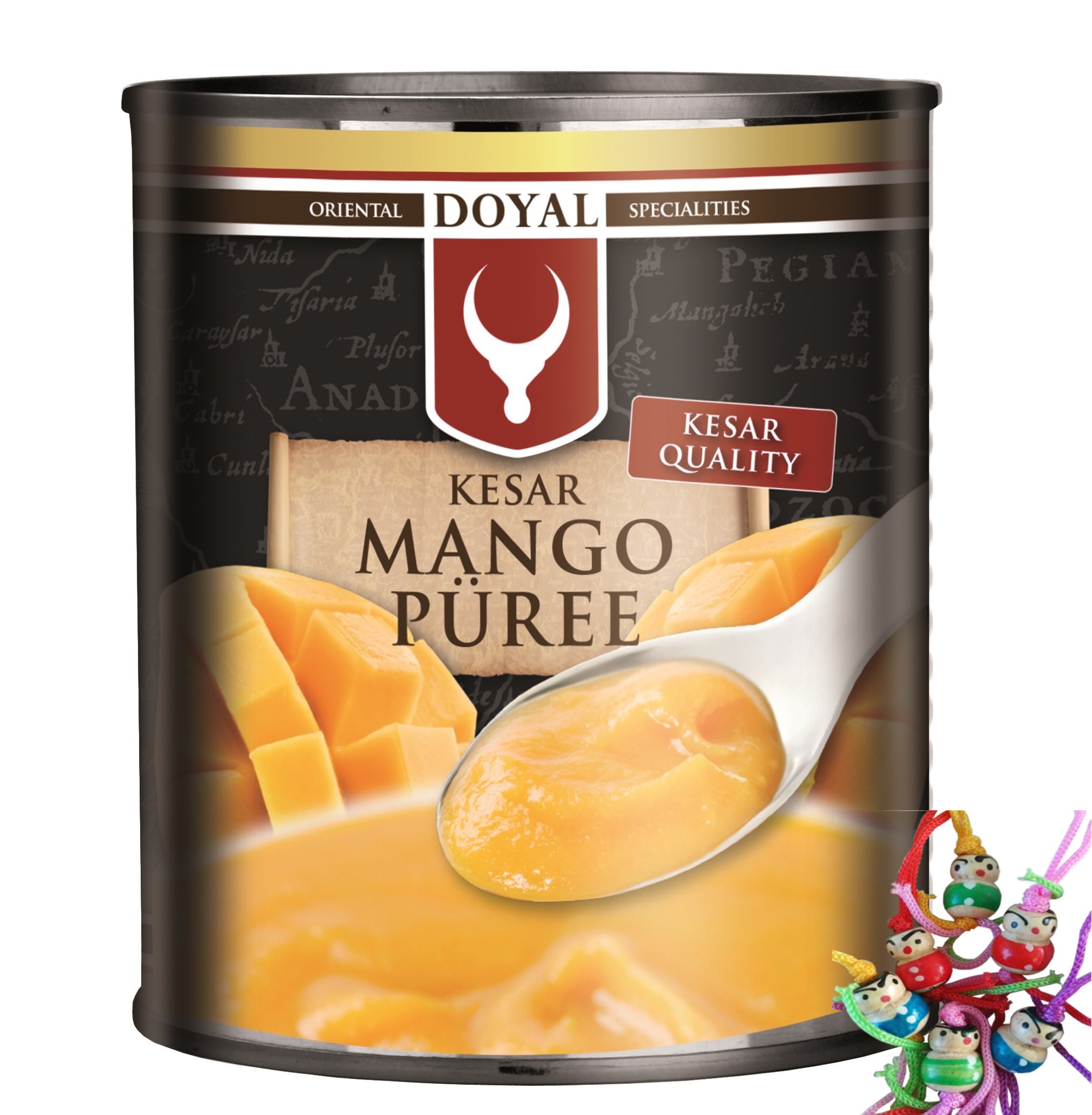 [ 12x 850g ] DOYAL Mango Püree KESAR/pürierte Mango/Kesar Quality/Mangopüree + ein kleines Glückspüppchen - Holzpüppchen