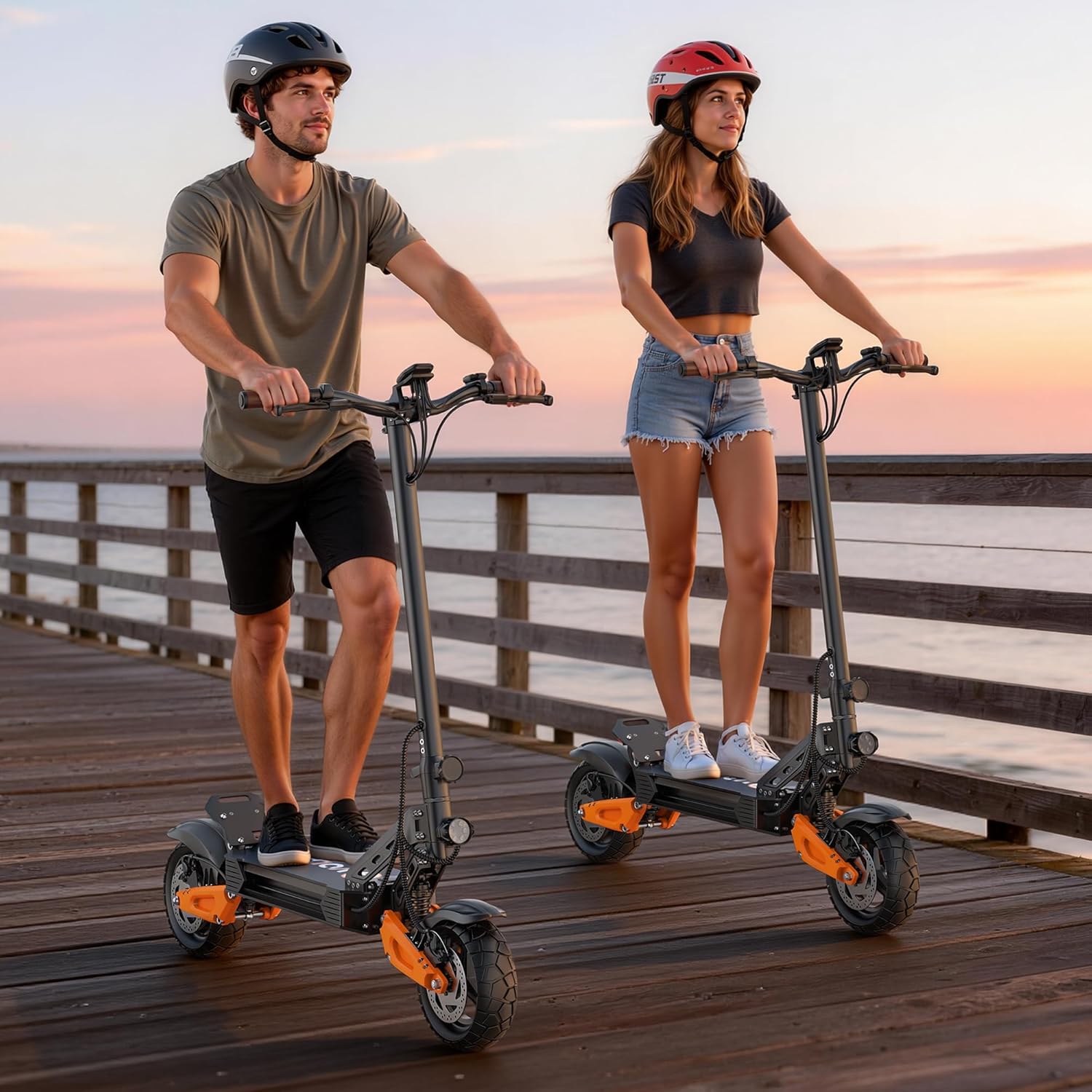 VOLPAM Electric Scooter for Adult, Dual Suspension, 19/22MPH Top Speed, 500W/800W/350W Powerful Motor, 16/22/31/35/40/60Miles Long Range, Dual Braking, Max Load 264 lbs