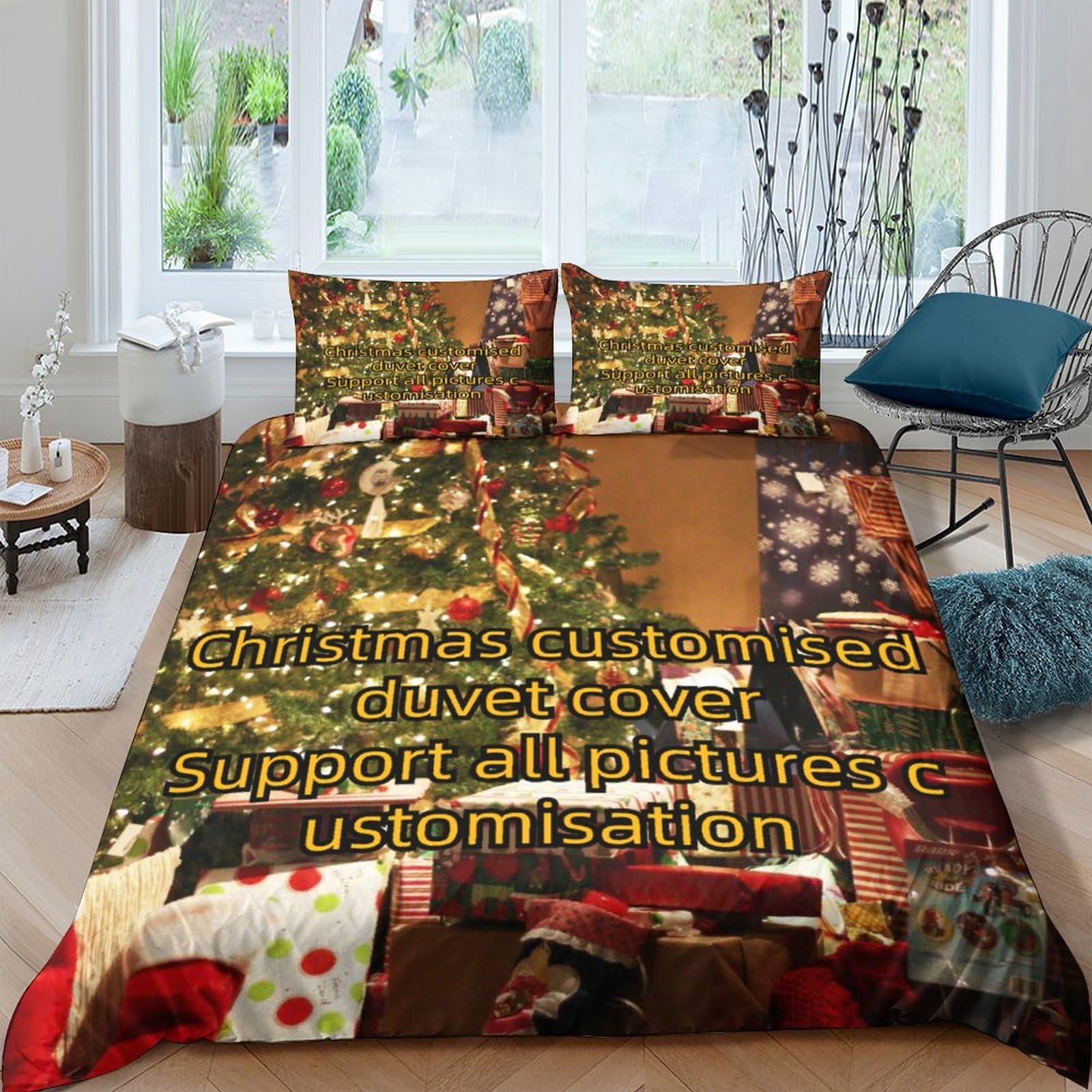 Parure de couette personnalisable avec photo : cadeau de Noël King 3D