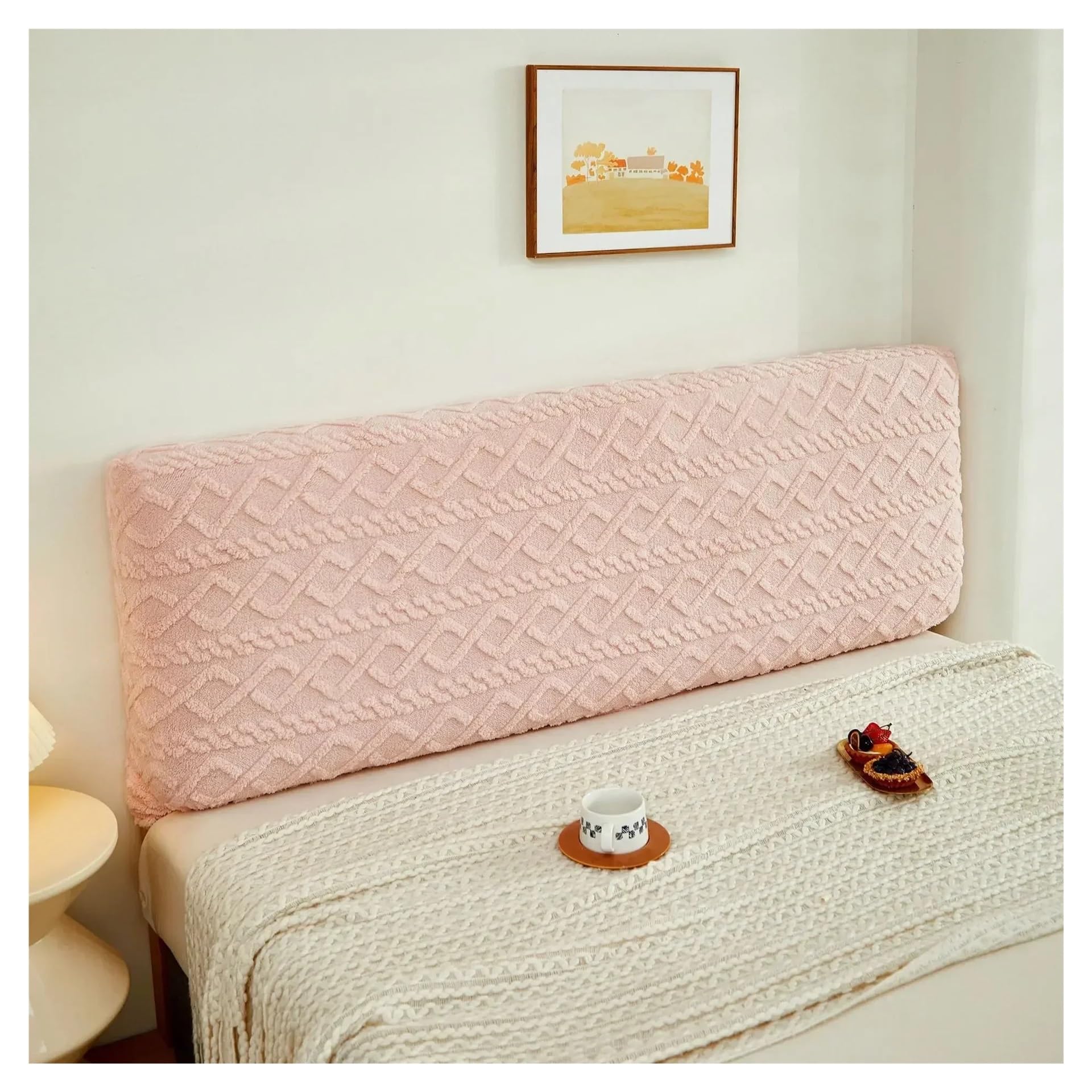 FGUJSUR Headboard Slipcover Dustproof Bed Cover Soft Touch Headboard, Back Protection Elastic All Inclusive(Pink,1.5M (140cm-160cm))