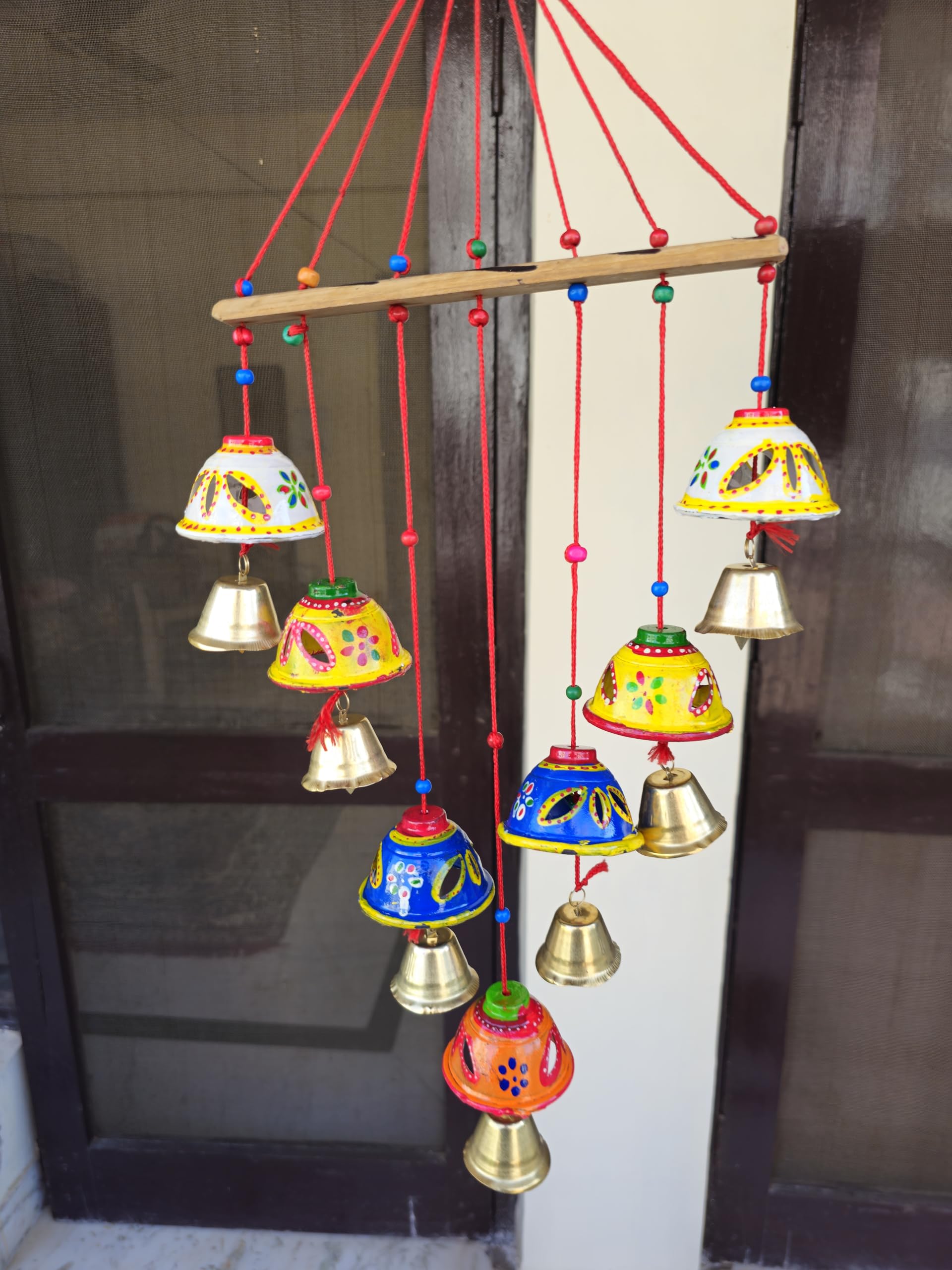 Handmade Indian Door Hanging Wall Hanging for Living Room Bedroom Kitchen Decorative Bells (Round Bells)