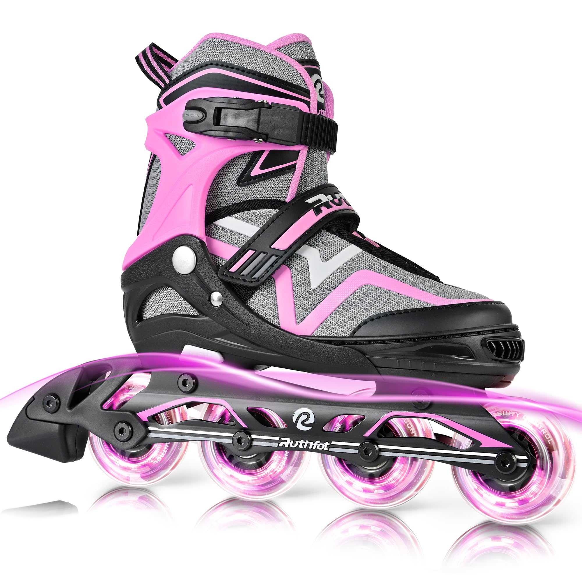 Ruthfot Patines en línea Ajustables para niños y niñas, Patines Luminosos para niños de 6 a 12 años de Edad, Patines Luminosos al Aire Libre para Mujeres y Hombres