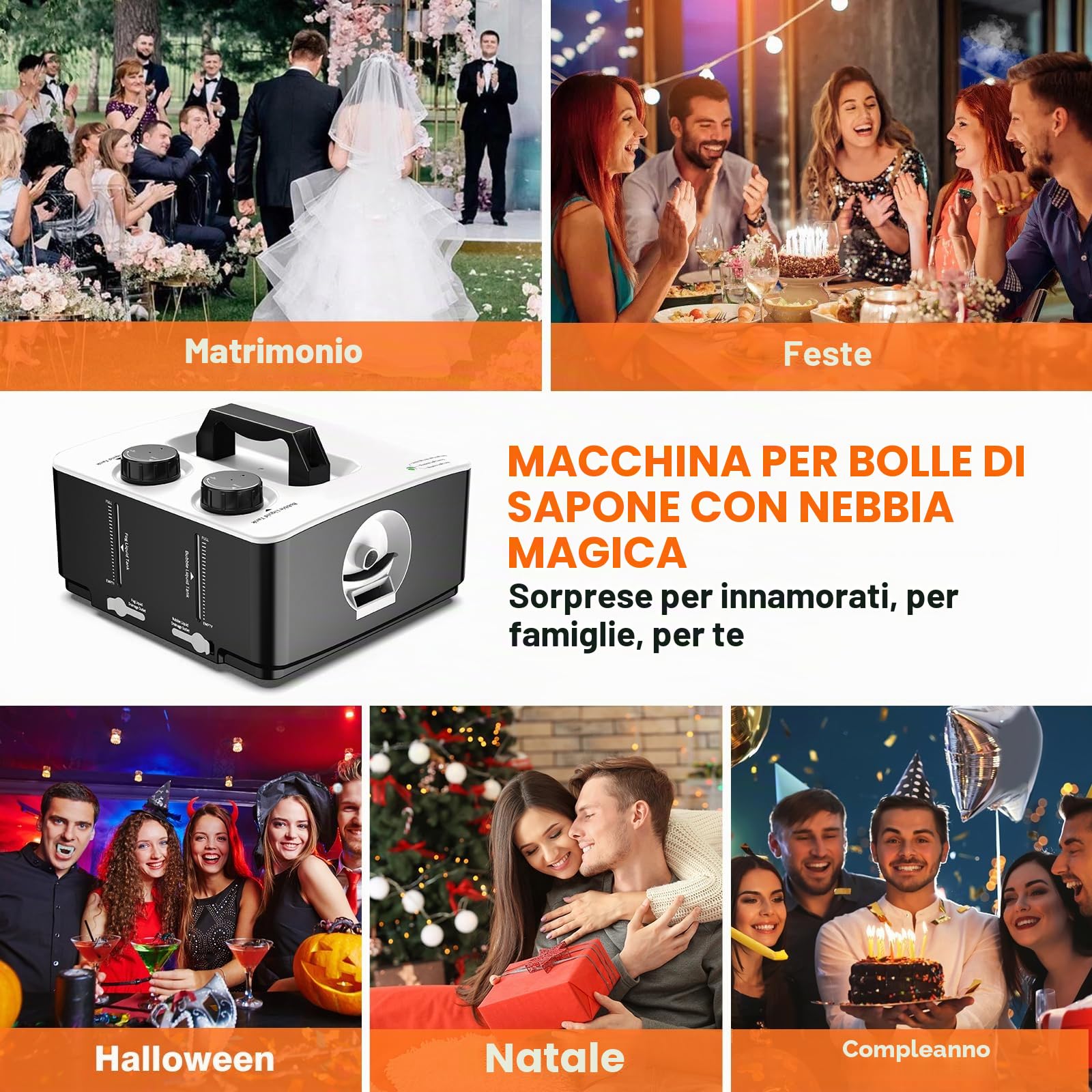 Macchina per bolle di fumo, 350 W, macchina per bolle di fumo, portatile, per Halloween, Natale, festa, matrimonio, compleanno, fotografia