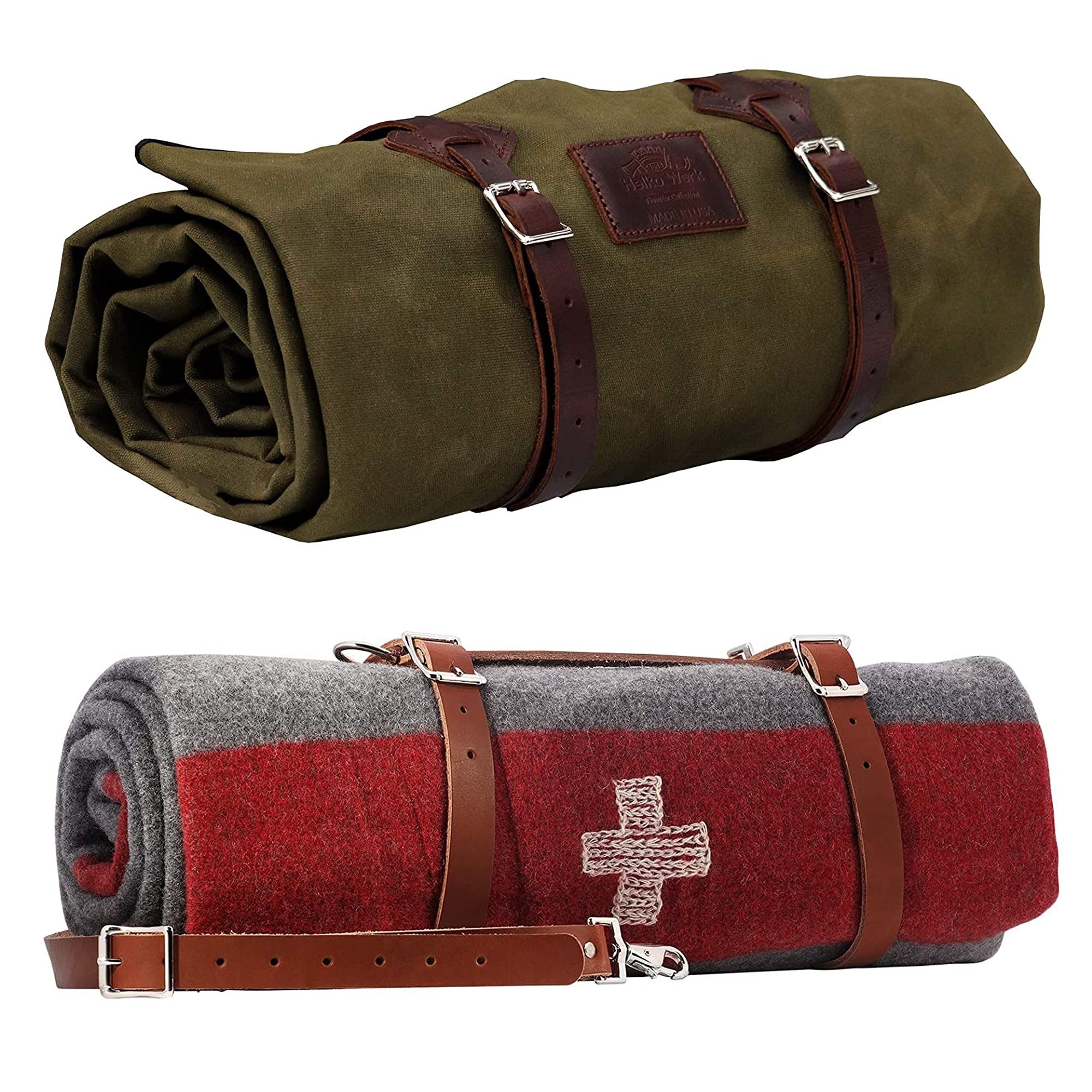 Buy Handmade Waxed Canvas Bedroll 80”L x 40" W with Handmade Leather Bed Roll Straps Camping