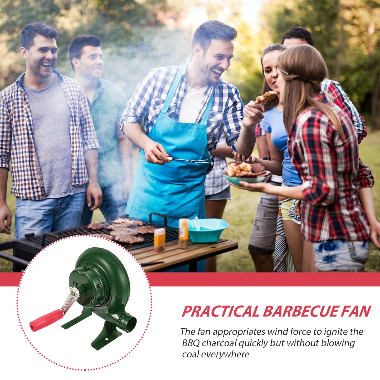 GANAZONO Ventola per Barbecue Manuale Portatile Soffiatore Mano per Grill Campeggio Fornello e Bbq Leggera e Durevole per Accendere Carbone Senza Cenere Volante
