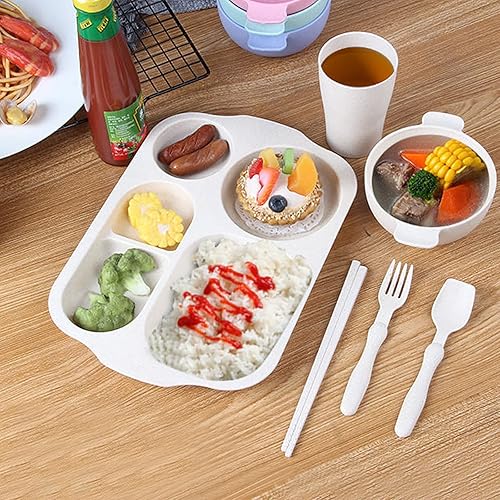 Miniatura 8 de Cheeren Juego de vajilla de 8 piezas de 12 pulgadas, platos divididos irrompibles, bandeja ligera para niños, cocina de picnic, microondas y