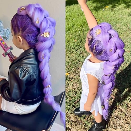 Miniatura 56 de Cabello trenzado para niños preestirado de 16 pulgadas, color negro, Yaki ez, trenzado para niños, trenzas sin nudos