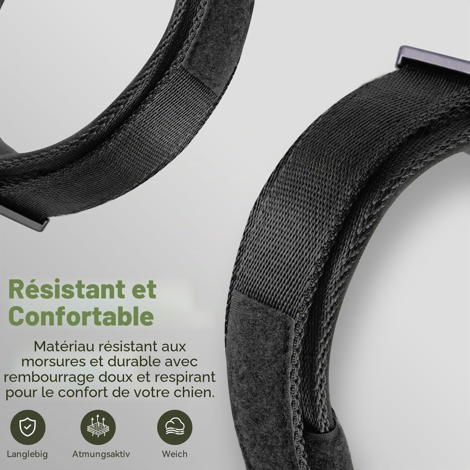 AirTag Tactical Dog Collar JIARUI Collier Tactique pour Chien avec Poignée, Collier Étanche Airtag pour Chien, Collier Épais Réglable (Noir, M(15"-19"))