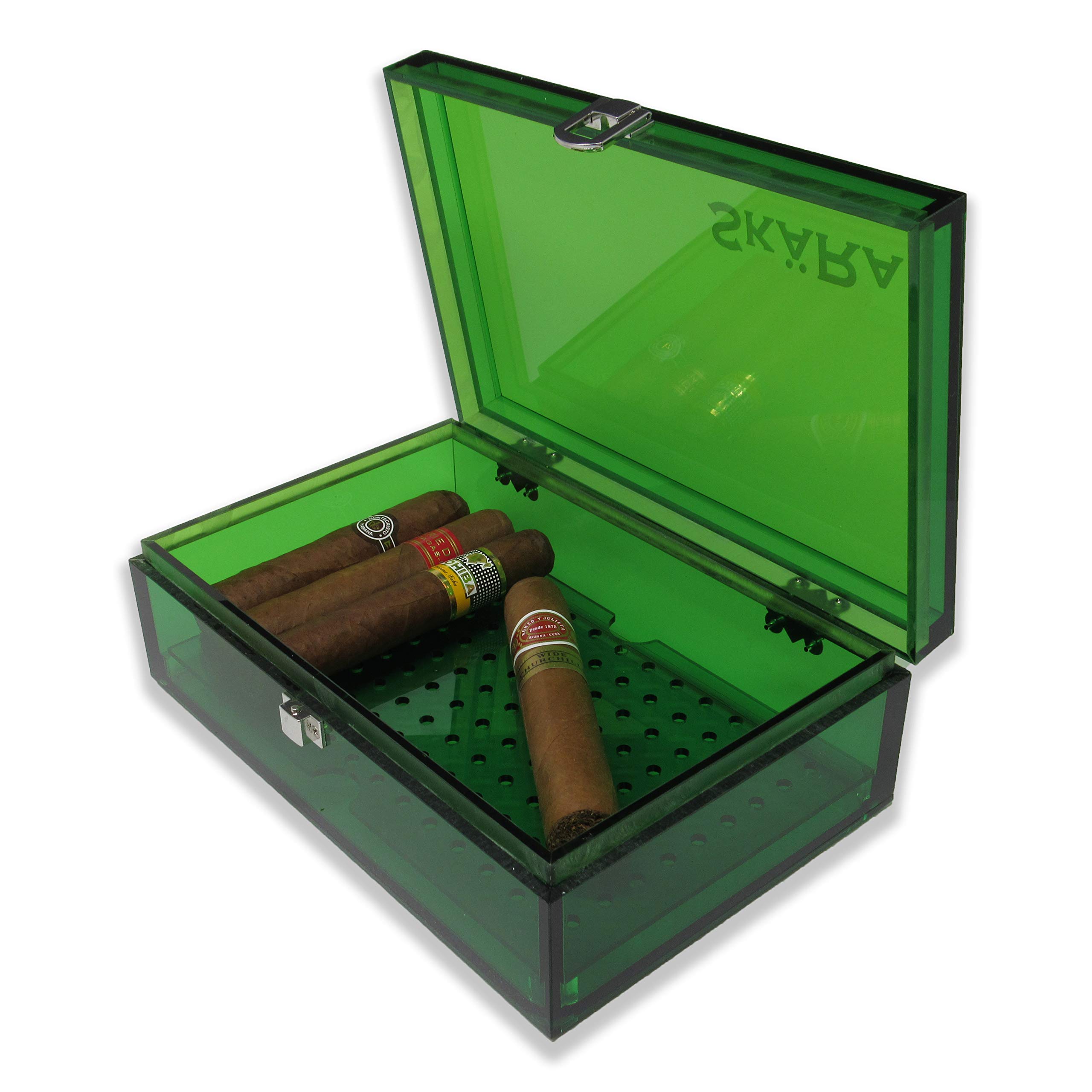 Buy Skara Acrylic Humidor for Up to 20 Cigars with Secure Lid for Desk