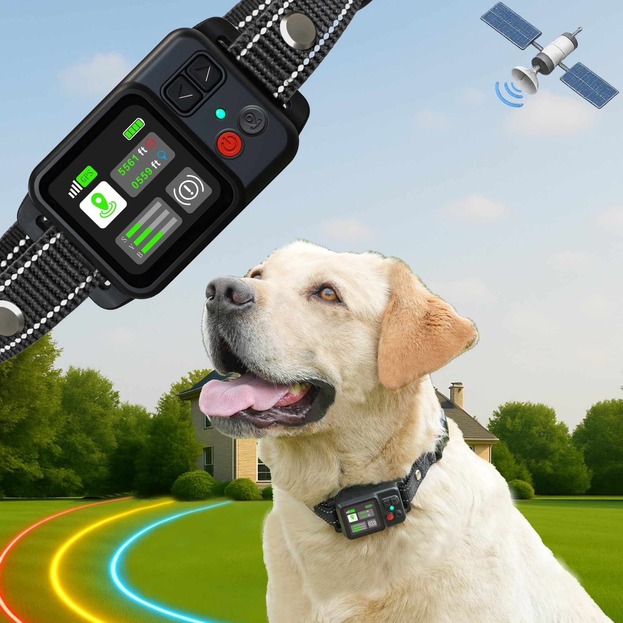 GPS Wireless Electric Dog Fence – Circular Wireless Dog Fence System for Dogs with Early Warning Beep & Auto-Protection, Quick-Charge Collar, 6561ft