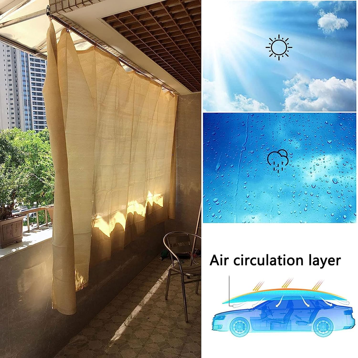 HUHJYUGE Beige Shade Cloth 7x23ft, Sunblock Shade Cloth with Grommets, Garden Shade Mesh, Outdoor Sun Shade Netting, Shade Fabric for Plants, for Greenhouse, Patio, Balcony