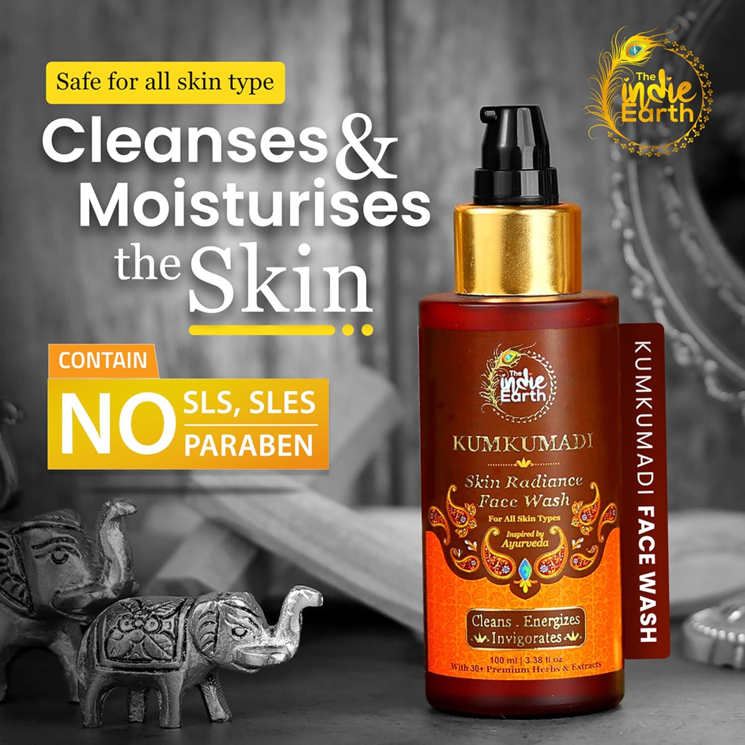 The Indie Earth Kumkumadi Tailam 30 ml | Ayurvedic Beauty Face Oil | Night Serum for Brighter, Glowing & Younger-Looking Skin with Turmeric, Saffron & Indian Lotus - Image 8