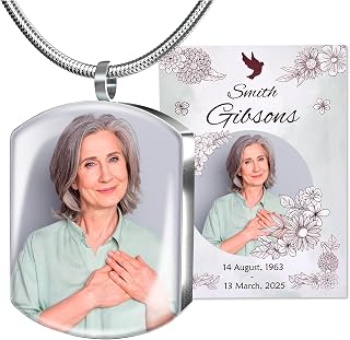 Fanery Sue Urn Necklaces for Ashes, Custom Photo Text Engraved