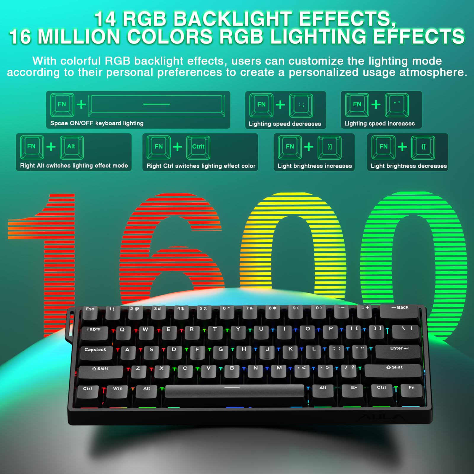 AULA WIN60 HE Mechanische Gaming Tastatur, Hall Effect Magnetic Switches, Rapid Trigger, 60% RGB, für PC/Mac