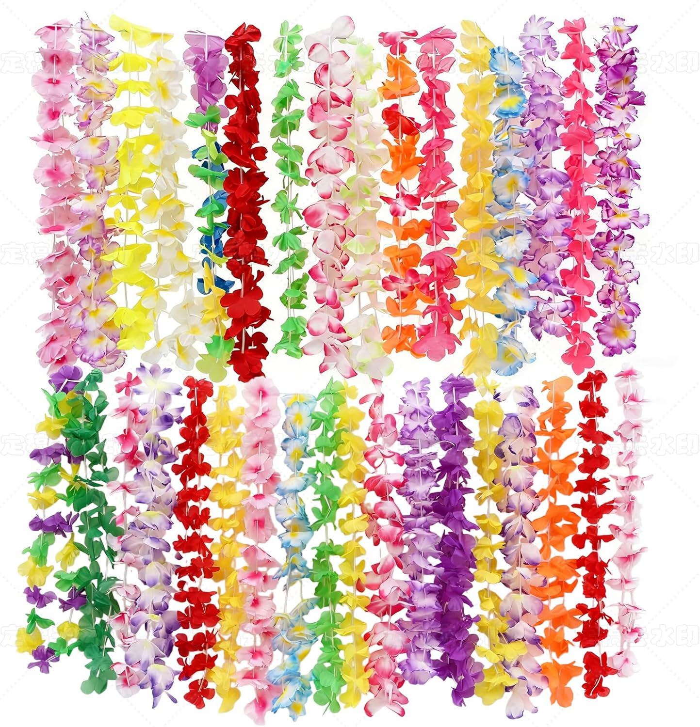 150pcs Hawaiian Leis Bulk, Silk Flower Lei Necklaces for Luau Party, Colorful Tropical Hula Dance Decor, Summer Beach Pool Party Favors Supplies