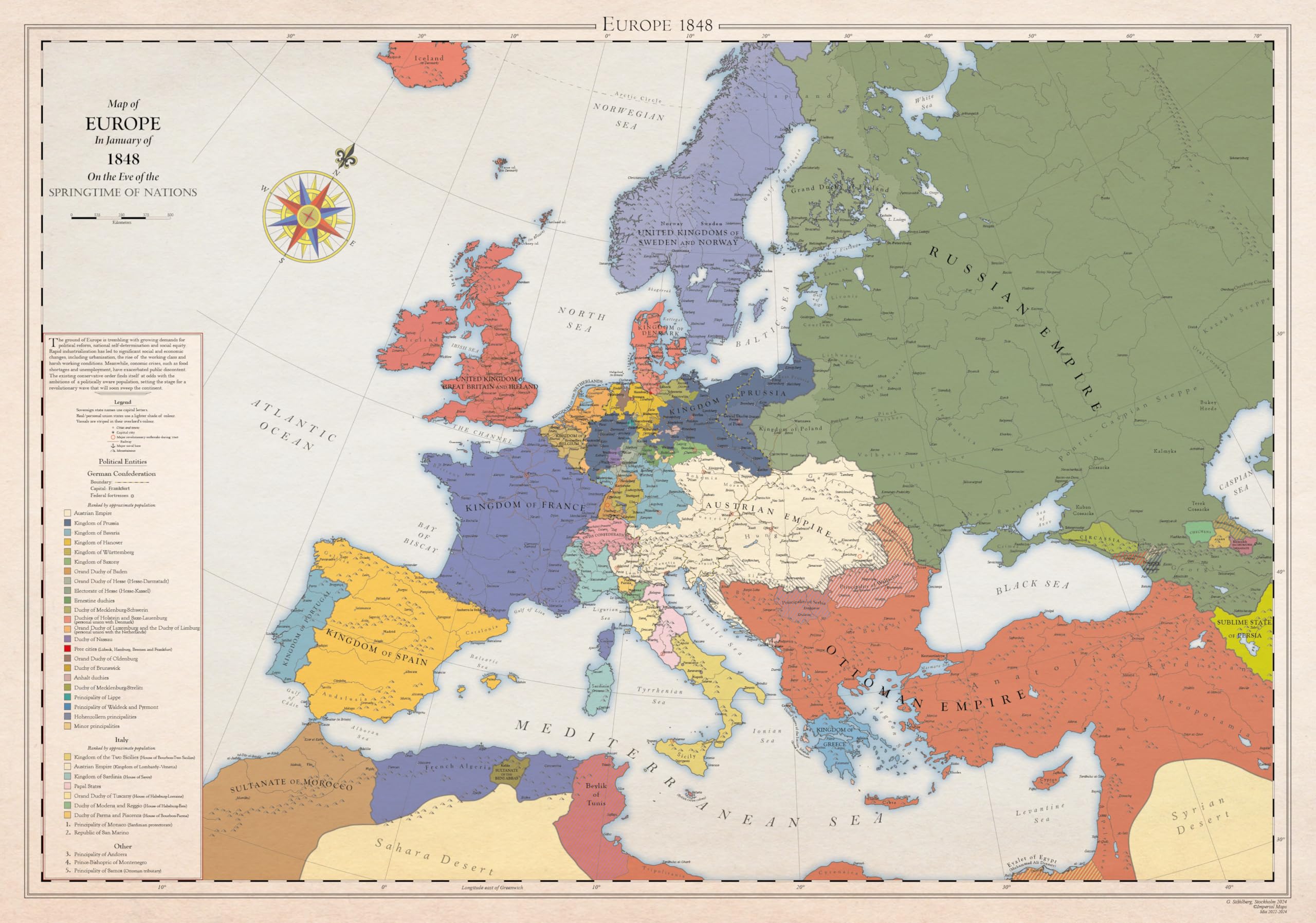 Europa 1848, Mapa Histórico (100x70cm)