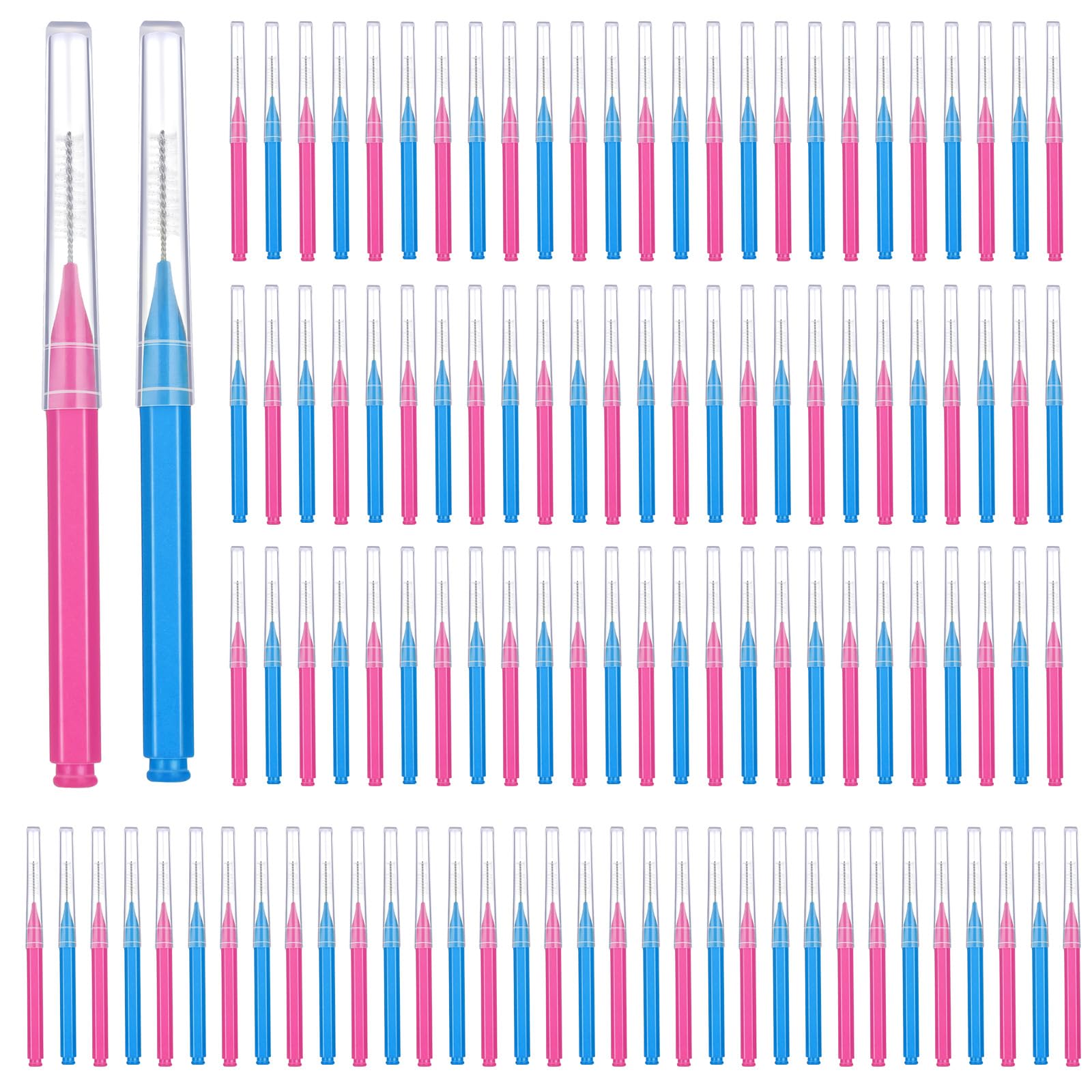 Patelai 100 Pcs Braces Dental Brushes,Pink,Blue,Mixed Size