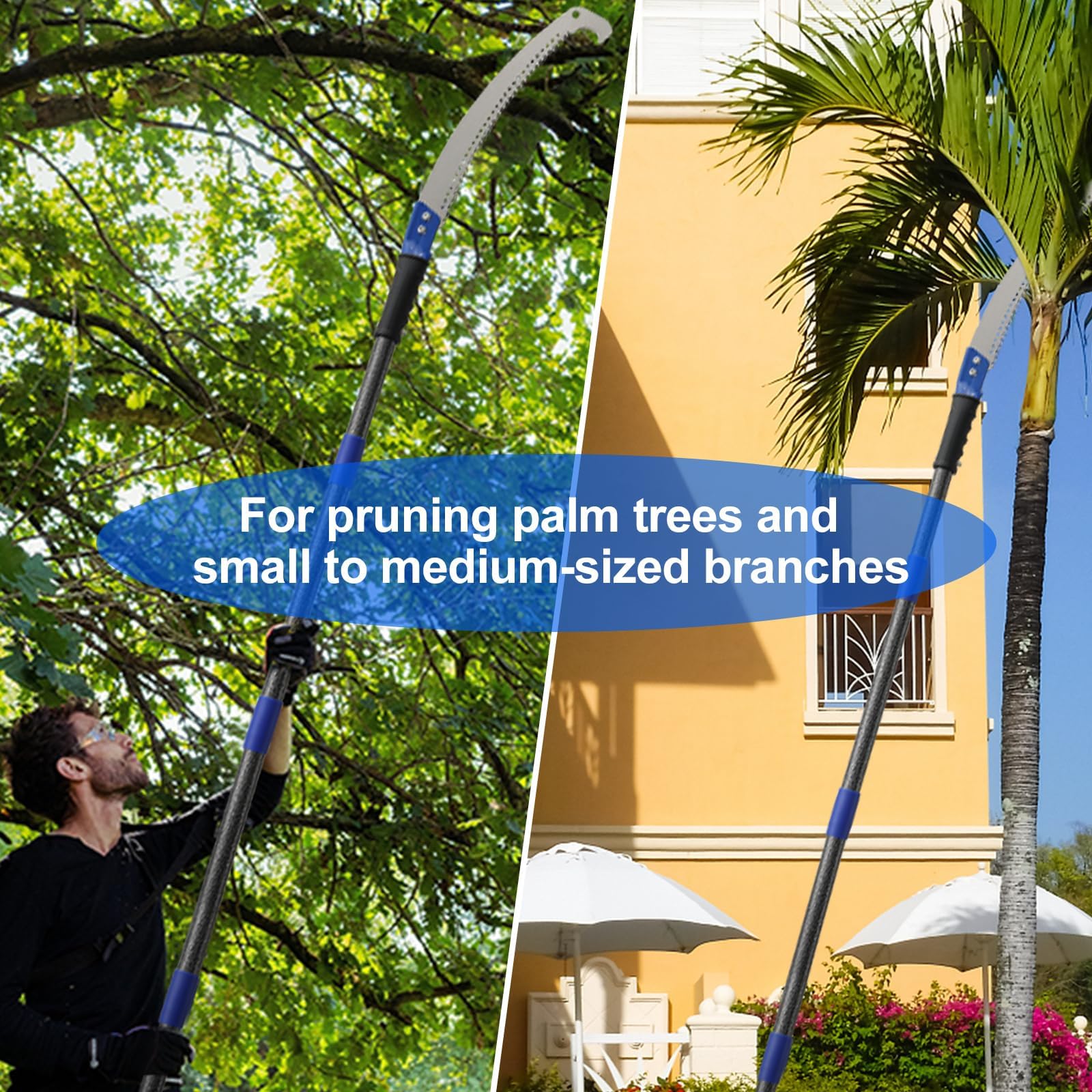 Harrms Pruning Saw Blue, Long Reach Tree Cutter with Razor Blade 10 FT - Image 4