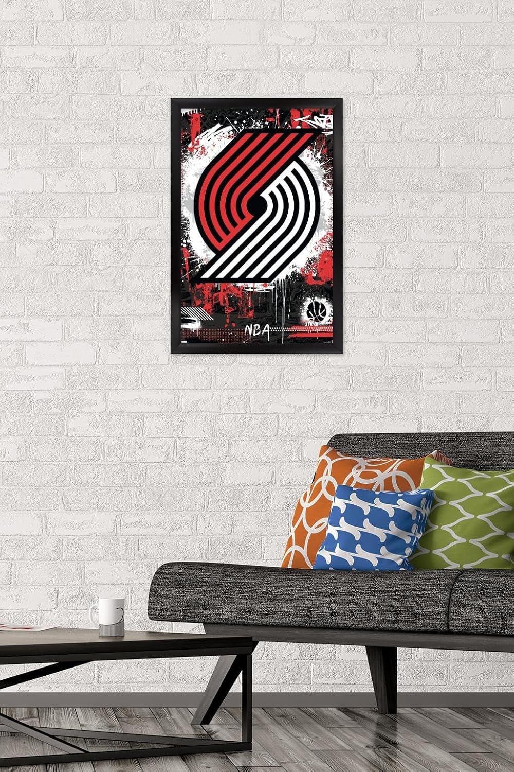 NBA Portland Trail Blazers - Maximalist Logo 23 Wall Poster, 22.4L" x 14.7W", Black Framed Version