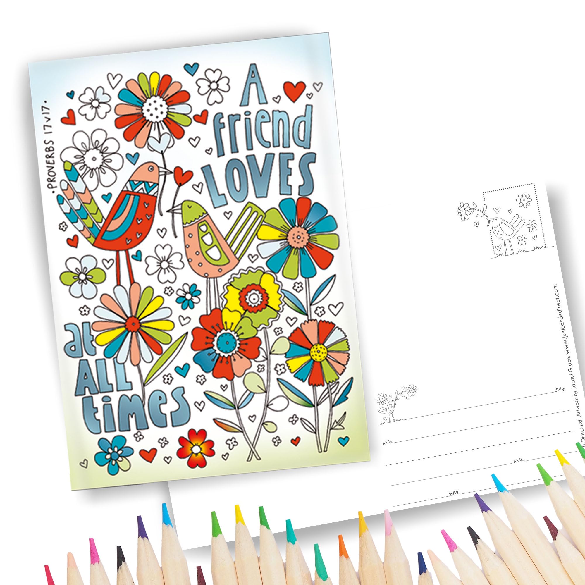 Christian Colouring Postcards, Proverbs, Pack of 10 different designs - Image 2