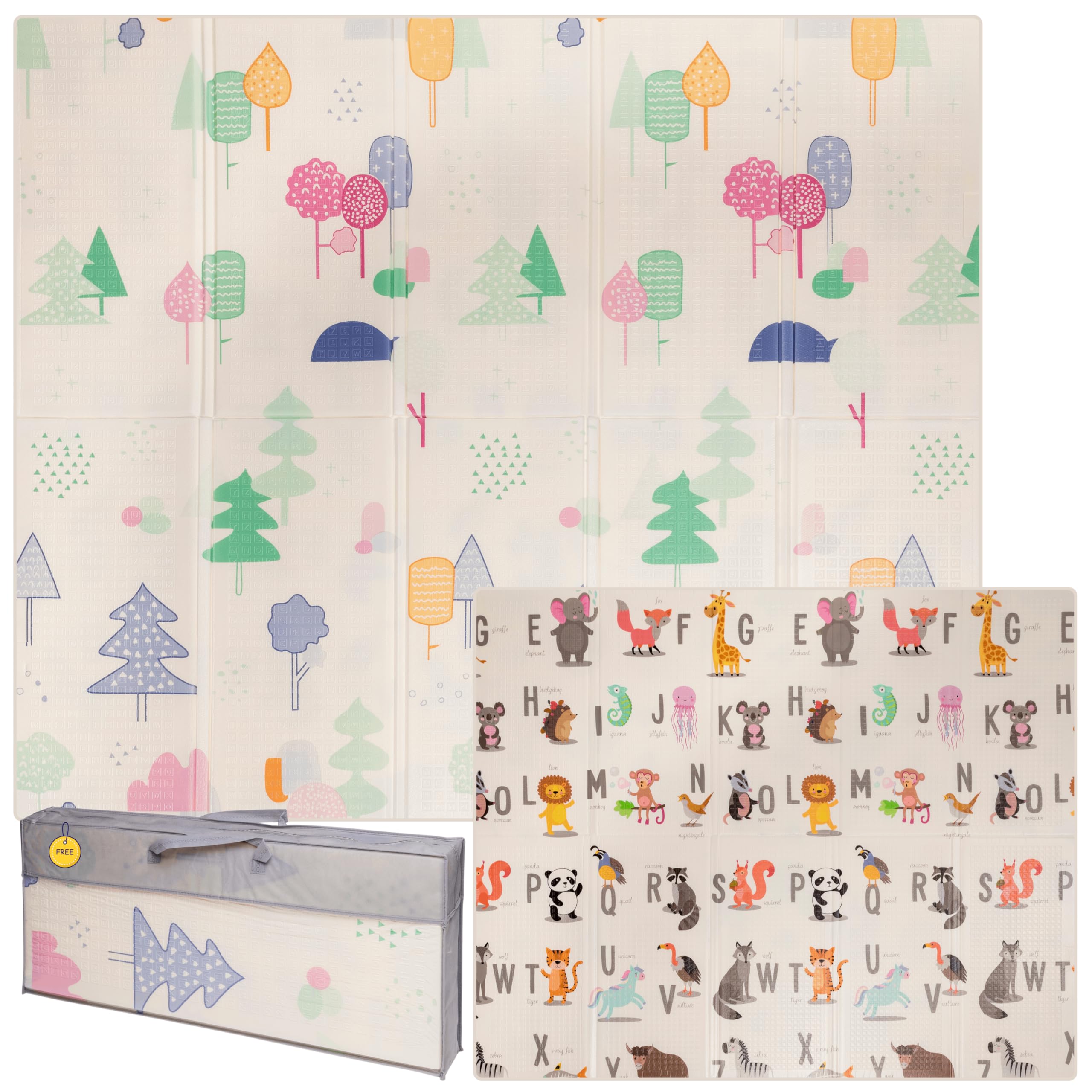 Tappeto da gioco bambini 150×200×1,5 cm pieghevole reversibile atossico impermeabile antiscivolo palestra neonato tummy time bambini arco giochi neonato 0-3/3-6/6-9 mesi sviluppo sensoriale