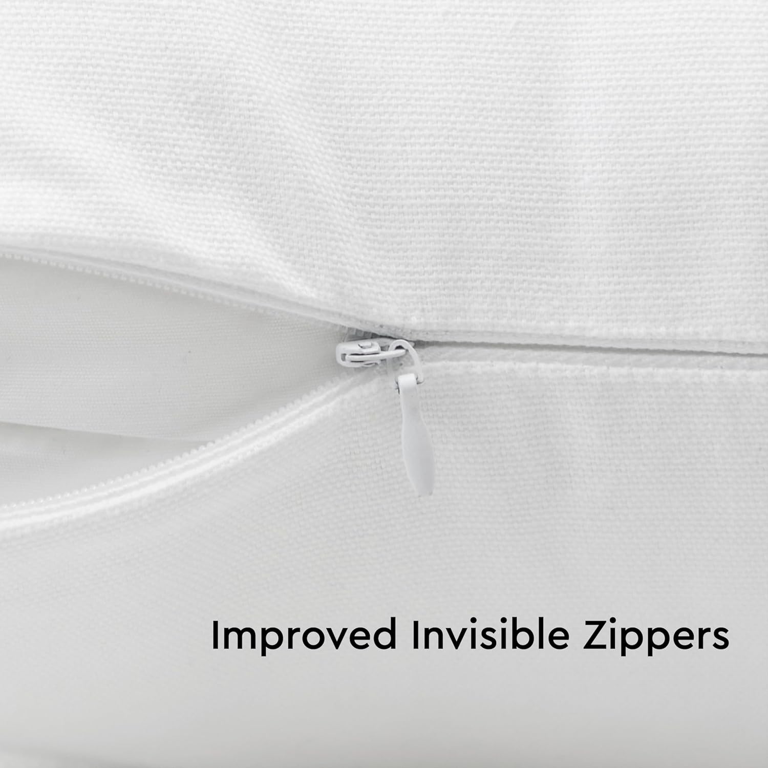 Encasa XO Throw Pillow Covers 26x26 in Set of 2 White | No Inserts | Cotton Pillow Covers for Living Room, Bed, Sofa, Couch | Decorative Cushion Covers with Improved Zipper - Image 4