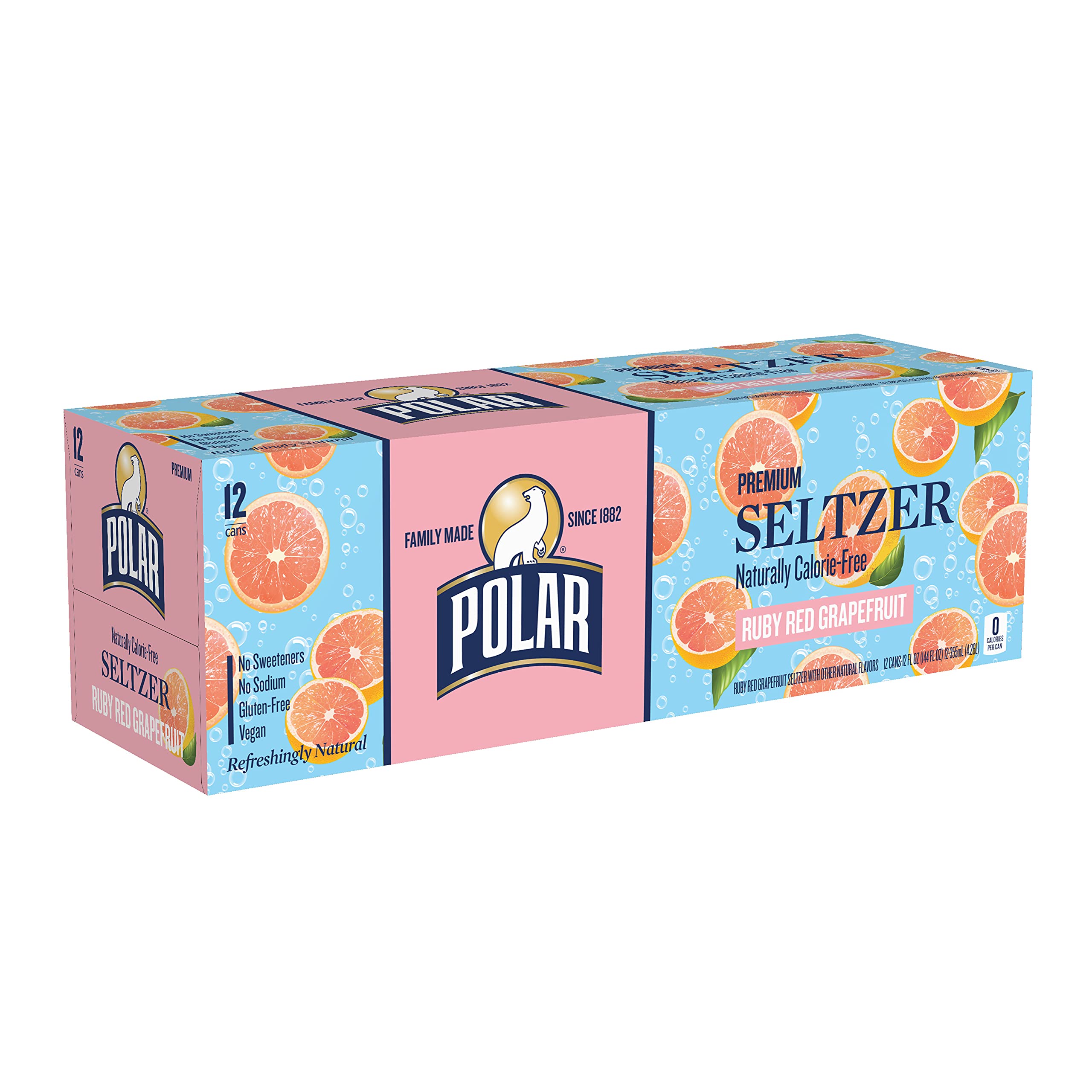 Polar Seltzer Water Ruby Red Grapefruit, 12 fl oz cans, 12 pack Sandyswim