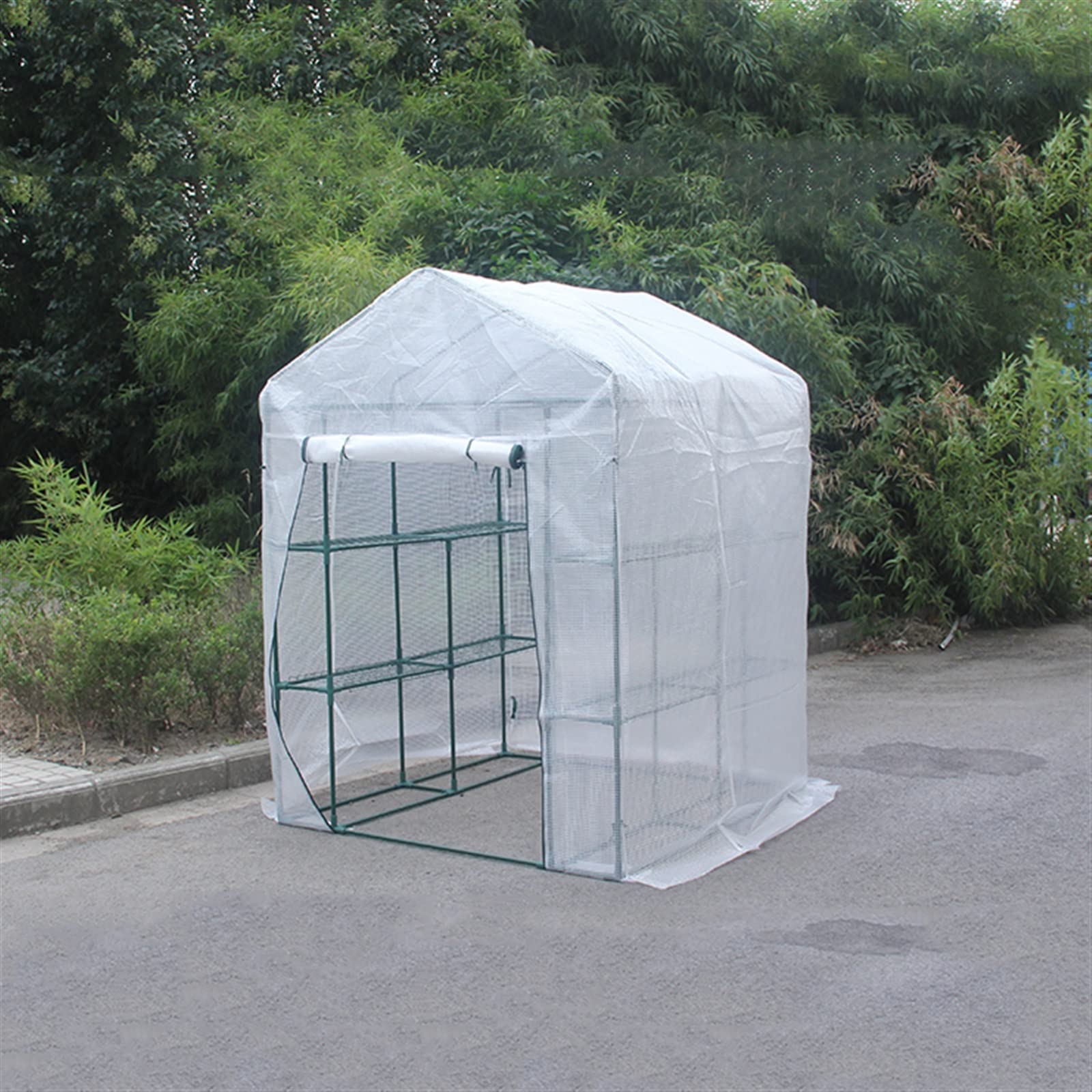 YUZES Serre pour Plantes d'intérieur et d'extérieur, étagères de Jardin Portables Robustes, avec Housse en PE Durable et Porte à Fermeture éclair Enroulable, pour terrasse/arrière-Cour/Balcon
