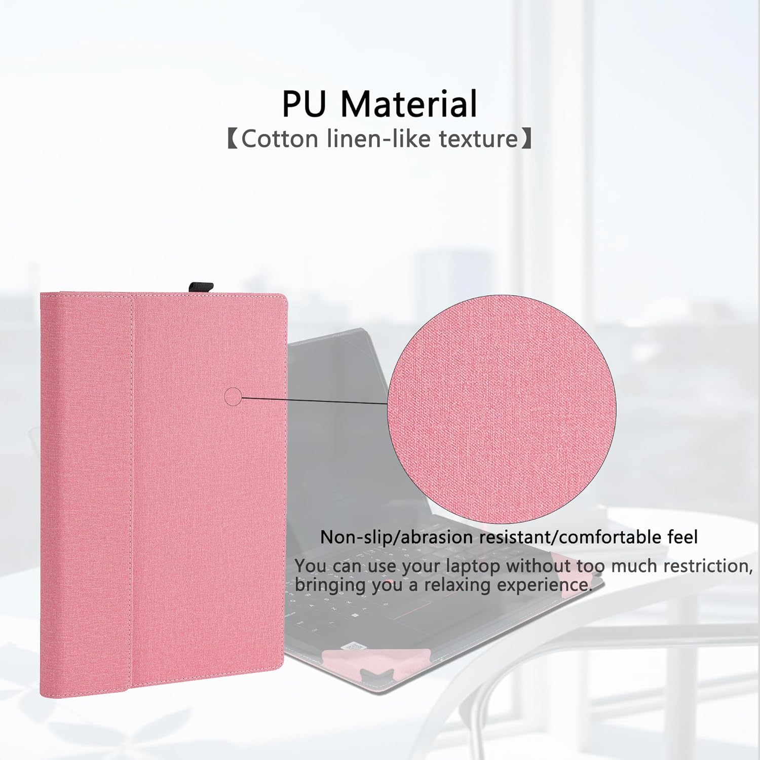 Cover Case for HP Envy x360 2-in-1 Laptop 14-FA 14z-FA & 14-fc 14t-fc &for HP Spectre x360 14-EU 14t-EU,PU Leather Protective Sleeve with Foldable Cooling Bracket (Pink)