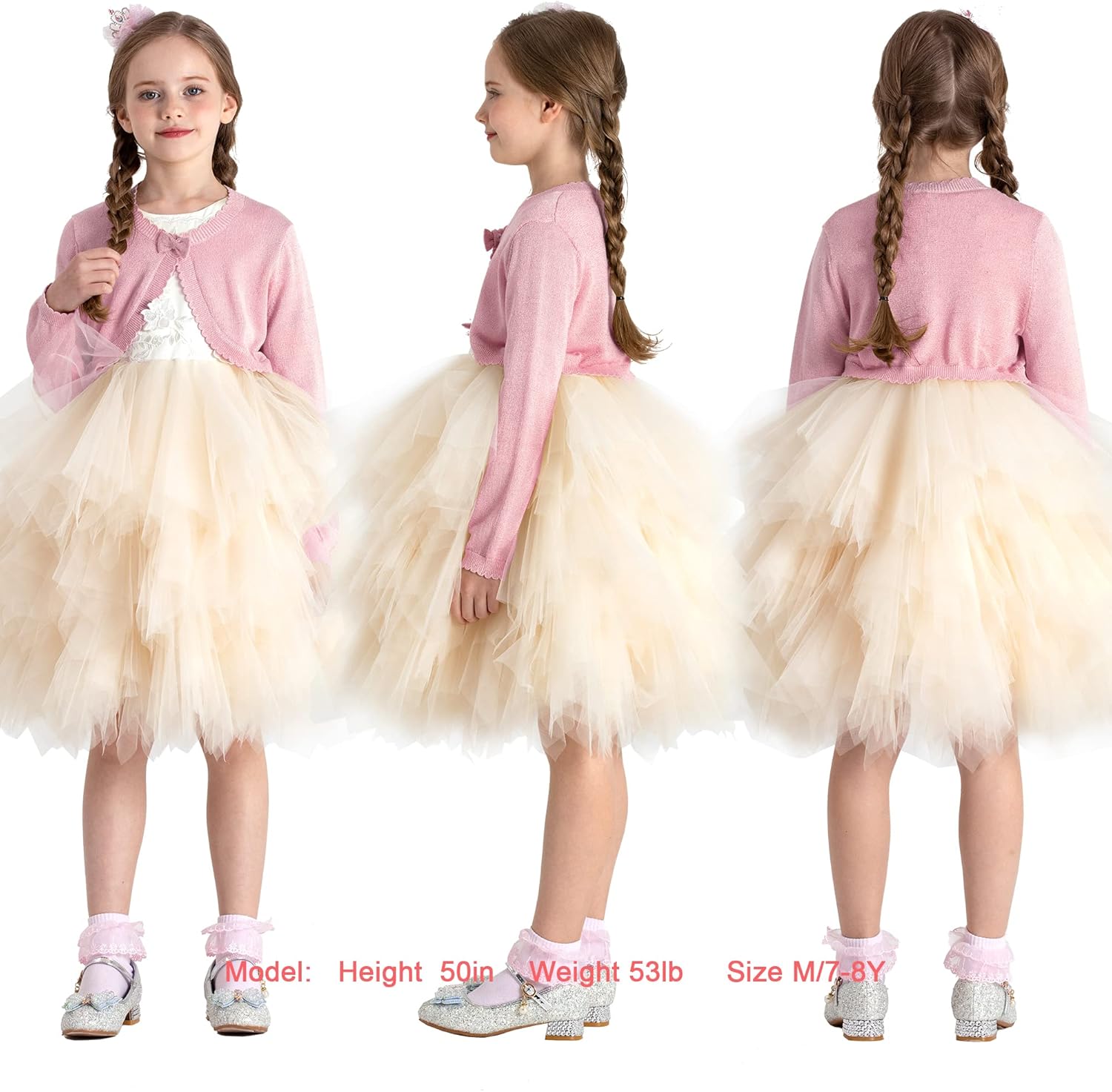 BOBOYOYO Long Sleeve Girls Shrug Knit Girls Cardigan Childrens Bolero Dress Sweater Toddler Shawl Cover Up for 3-12Y - Image 2