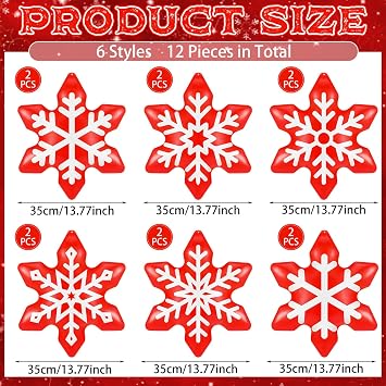 12 Pack Inflatable Hanging Snowflake Decorations