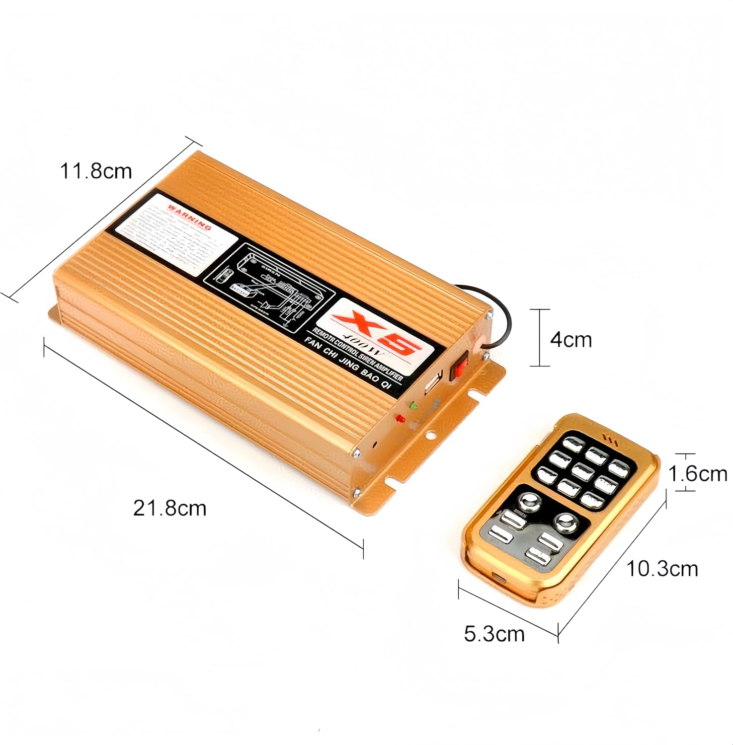 DC12V 400W 8 Tones Police Siren PA System, Wireless Car Alarm System with Emergency Warning Loud Horn Speaker & Rechargeable Remote Control for Vehicle Firefighter Ambulance Truck Van RV