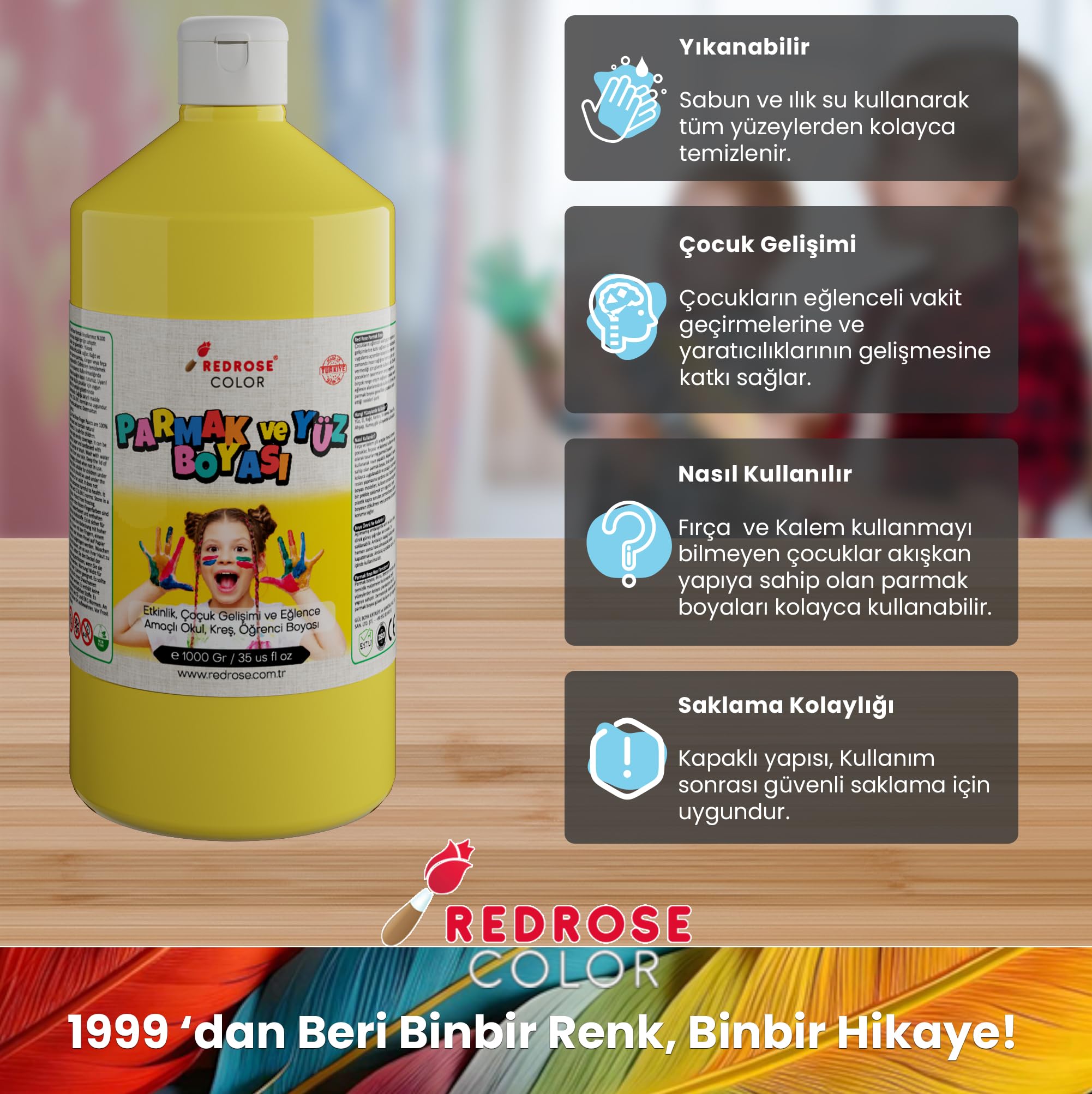 Red Rose Sarı Parmak Boyası 1000 gr