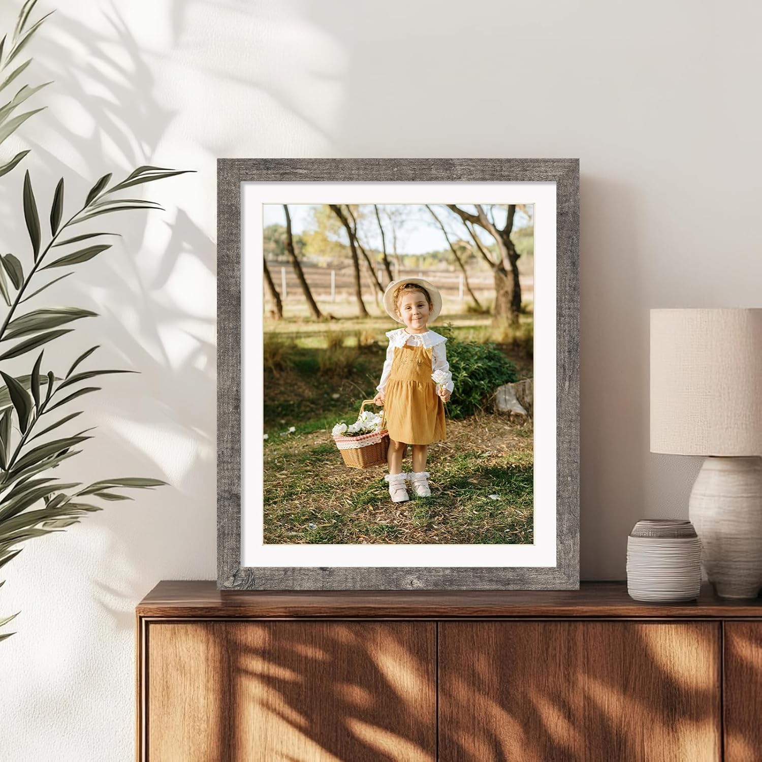 Edenseelake 8x10 Picture Frame Set of 4, Display Pictures 8x10 with Mat or 9x11 Without Mat, Wall Gallery Photo Frames, Grey