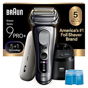 Braun Electric Razor for Men Series 9 PRO+ Electric Foil Shaver with Precision Trimmer, 6in1 SmartCare Center, Travel Powercase, 9677cc
