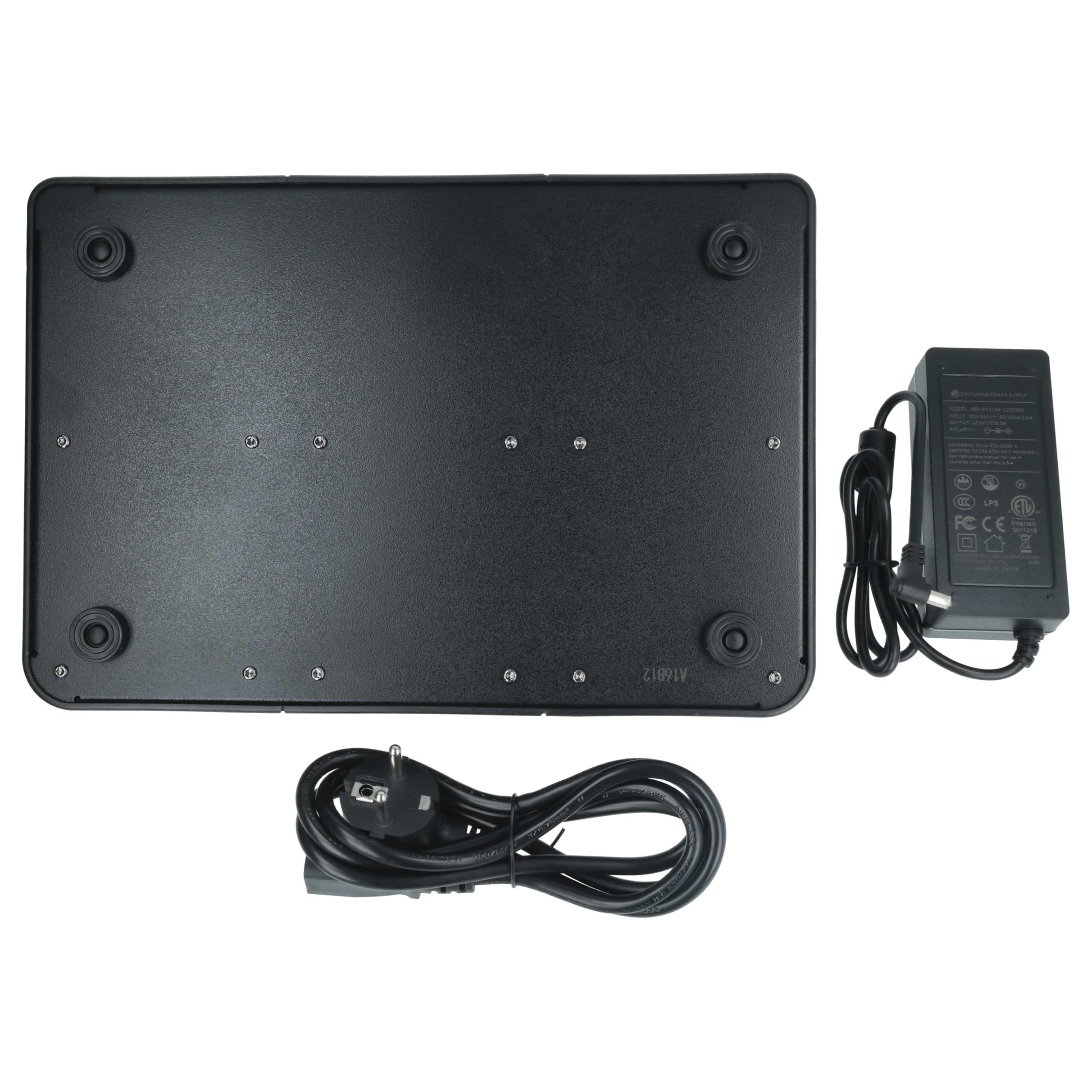 vhbw Cargador 6 Compartimentos Compatible con Kenwood KNB-45, KNB-45L baterías de Radio - Estación de Carga + Cable Corriente, 9-12 V, 6 A