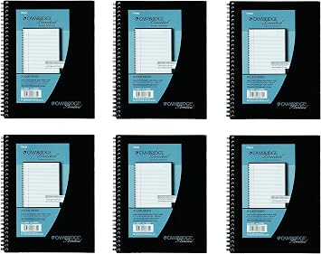 6 Pack of Mead Cambridge Wirebound Business Notebook, Legal Rule, 6 5/8 x 9 1/2 Inches, White, 80 Sheets per Pad 06672