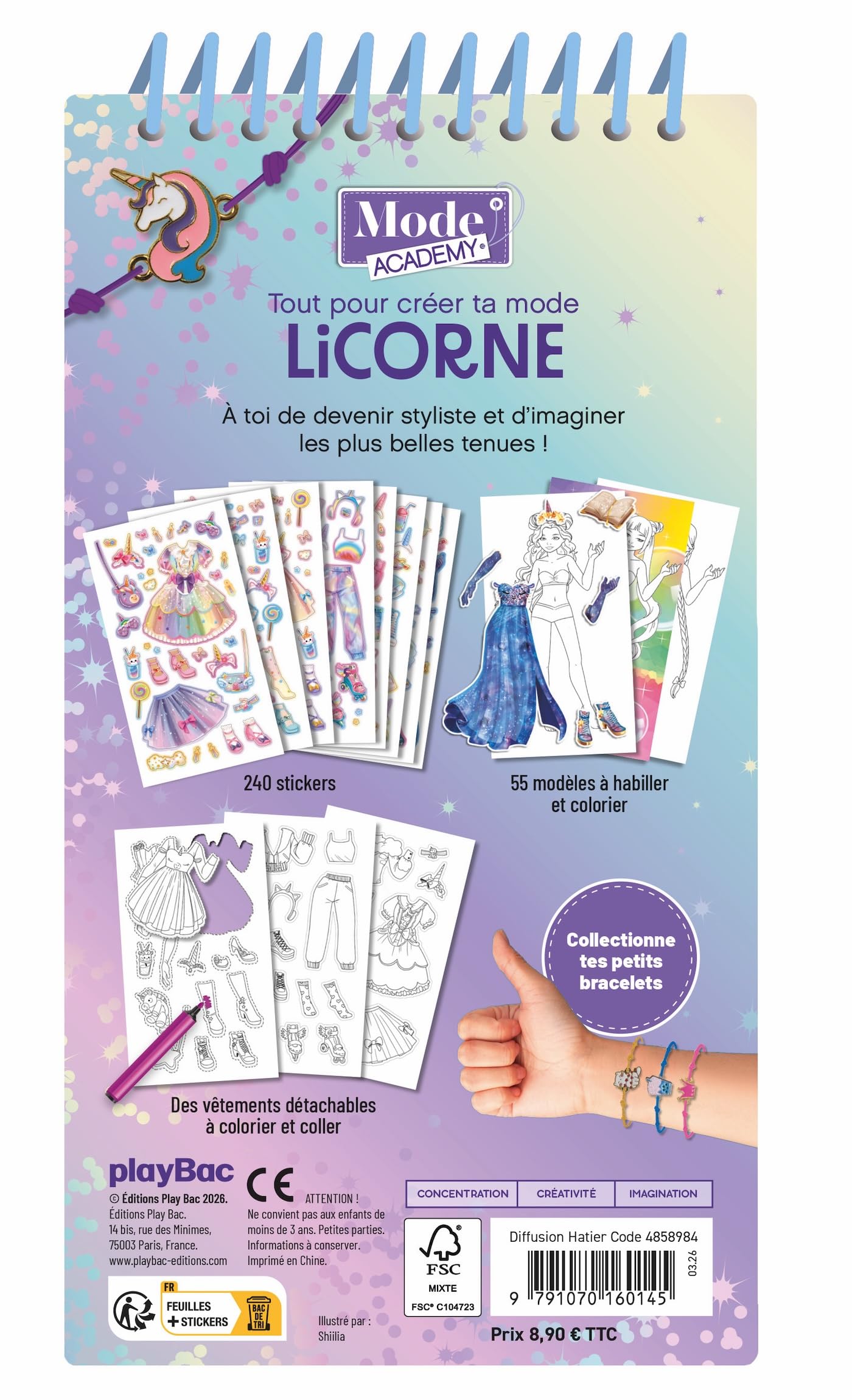 Image secondaire de Carnet créatif Mode Academy Licorne avec bracelet et 180 stickers