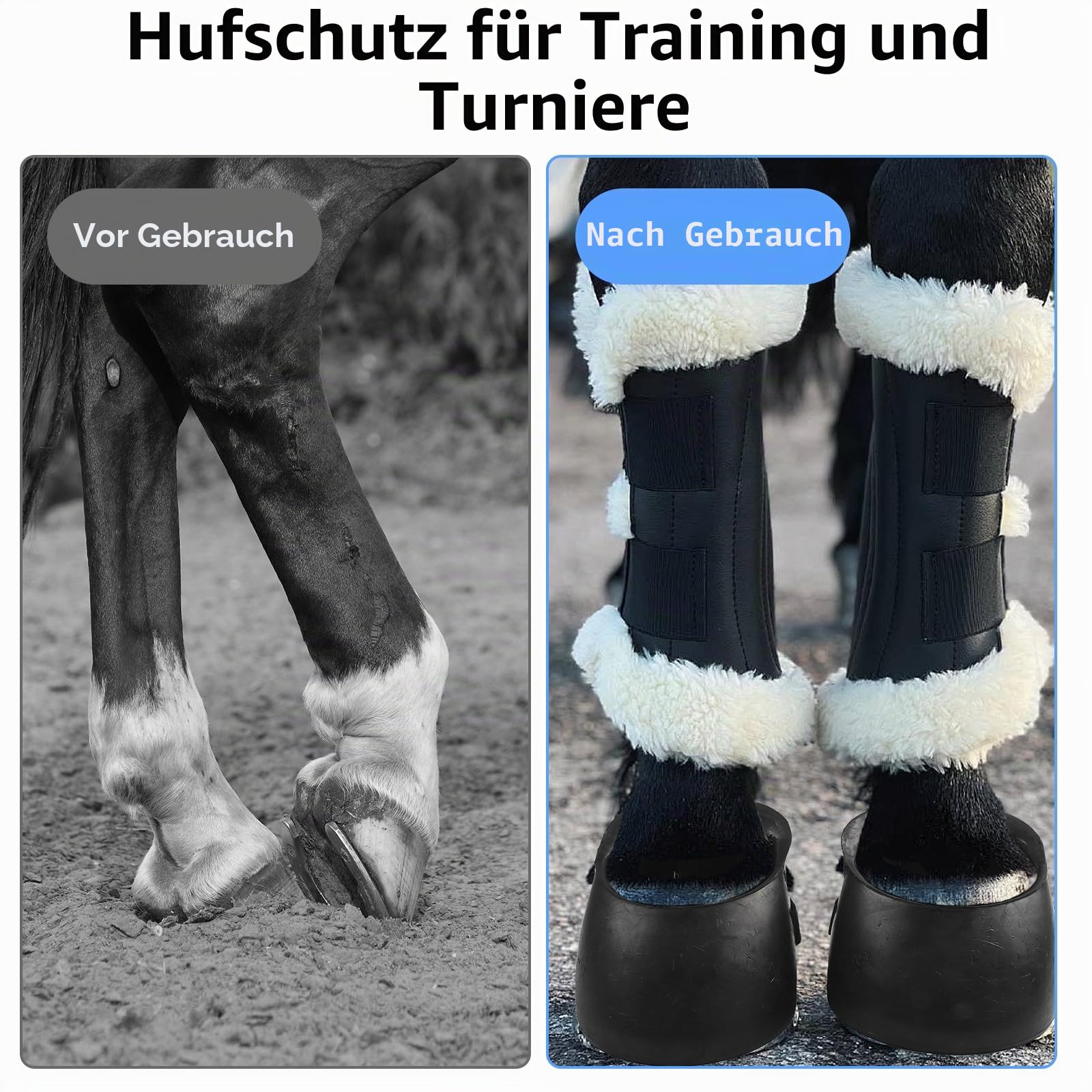1 Paar Gummi Hufschuhe, Hufschutz für Pferde, Gummi Pferdestiefel Rutschfeste Schutzschuhe für Verletzte Hufe, Wundversorgung Entworfen für Anti-Rutsch und Verletzungsunterstützung (S)