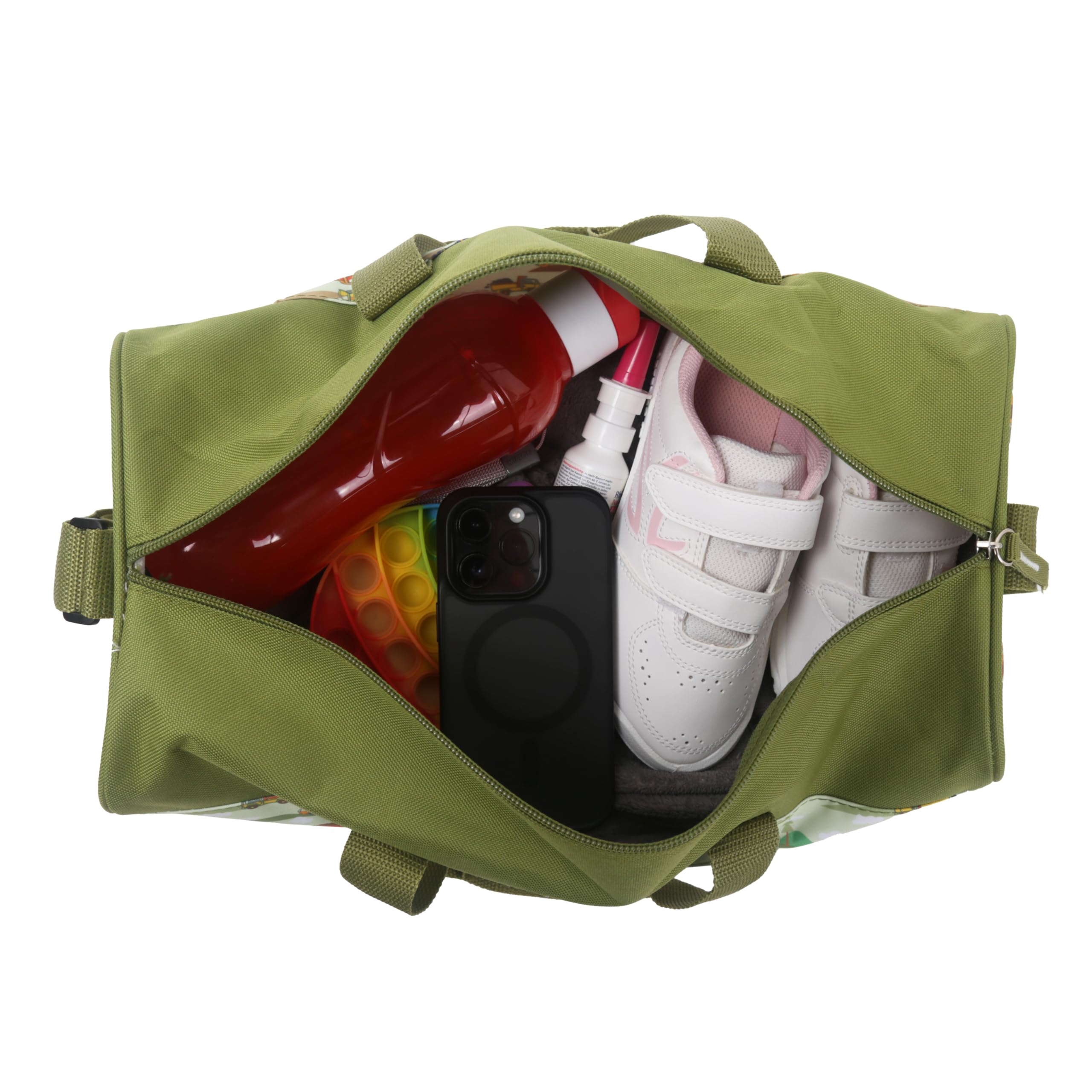 Kindertasche Sporttasche Reisetasche Lastwagen Truck, Jungen Mädchen Kinder,grün, 38 x 22 x 20 cm, 17 Liter