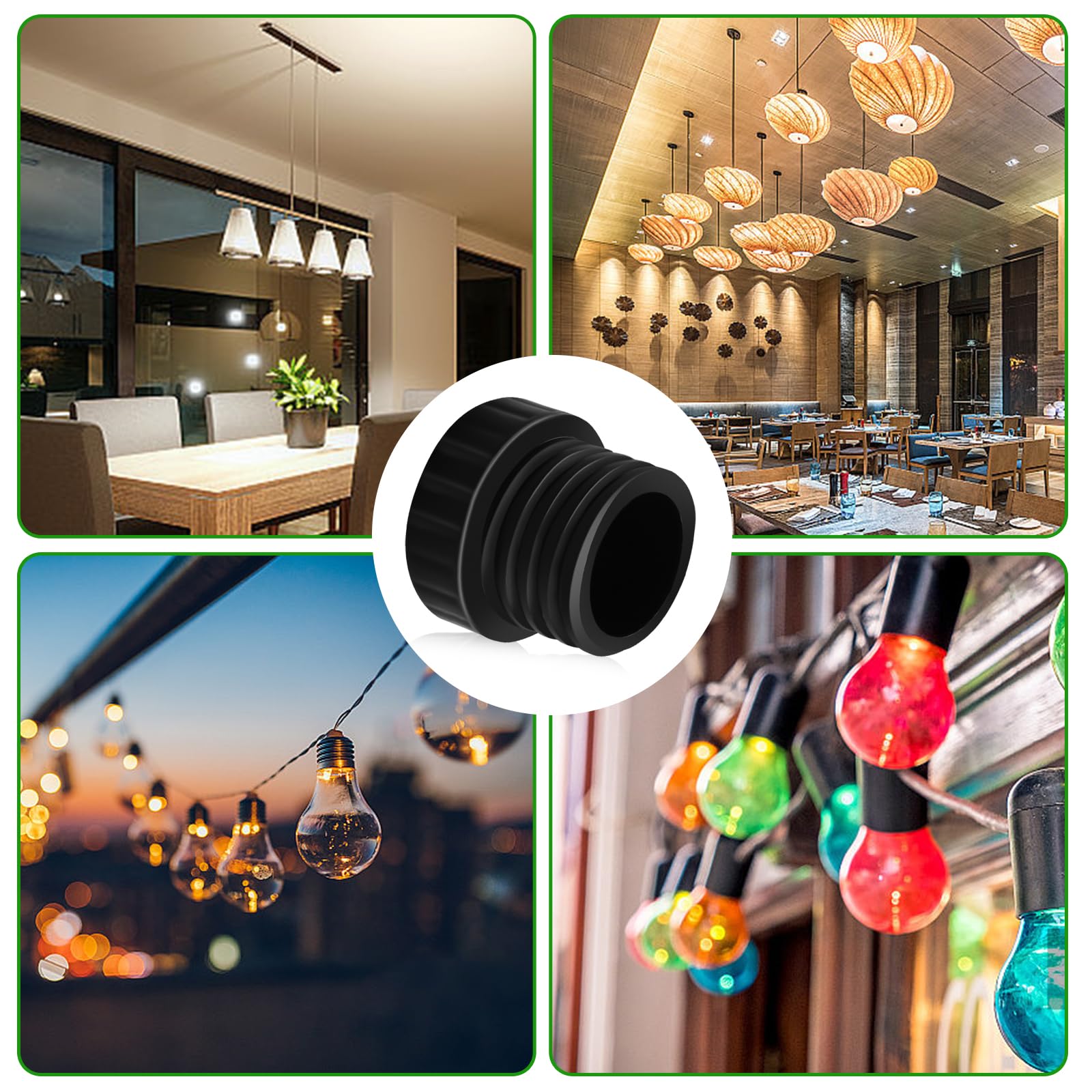 6 Piezas Tapa de Portalámparas, Tapa de Portalámparas, Tapones de Seguridad para Tiras de Luces, Tapas Protectoras de Portalámparas Empotradas Estándar para Cubrir Enchufes (Negro)