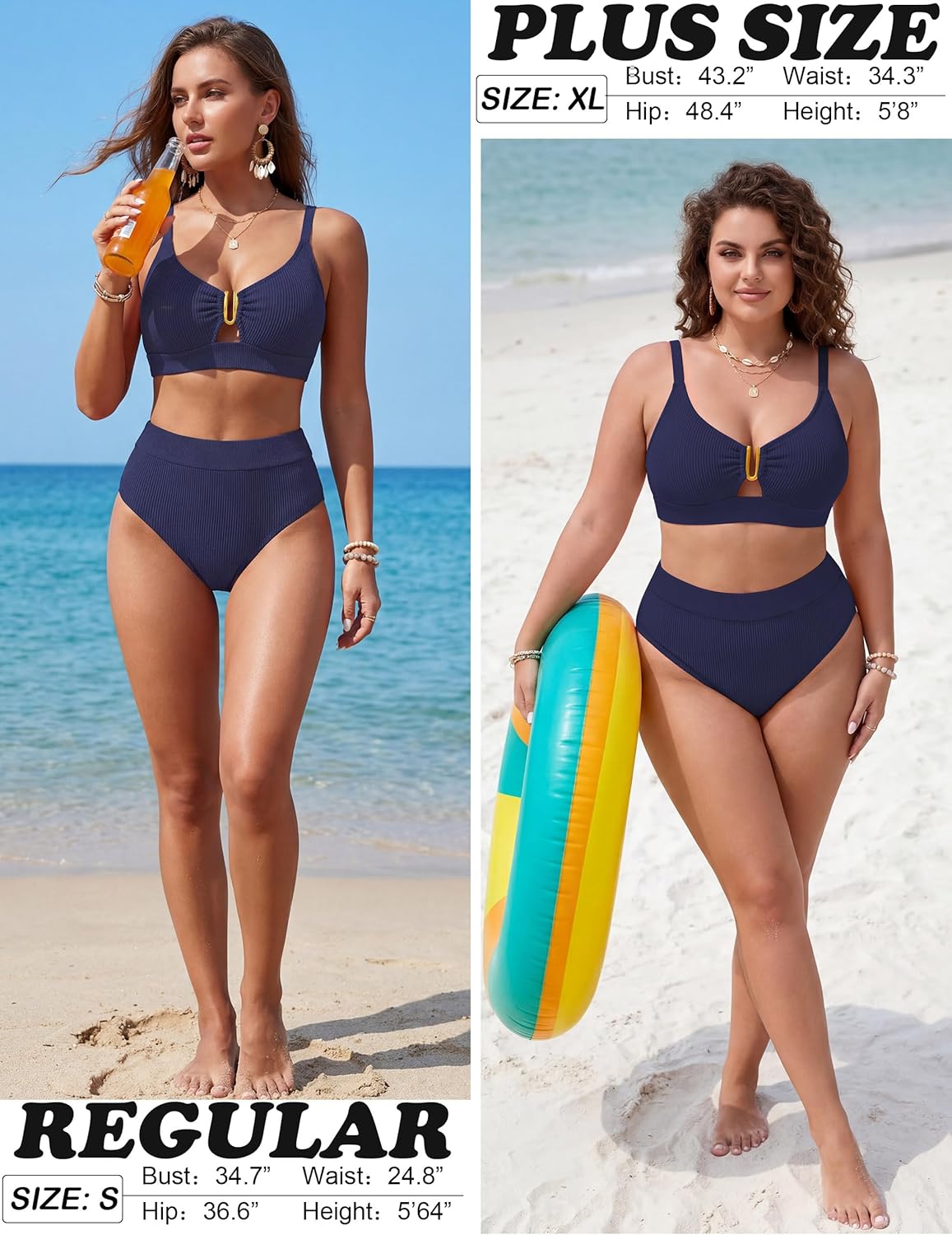 BMJL Womens High Waisted Bikini Sets Ribbed Two Piece Swimsuit V Neck Cutout Lace Up Back Bathing Suit 2026 Summer