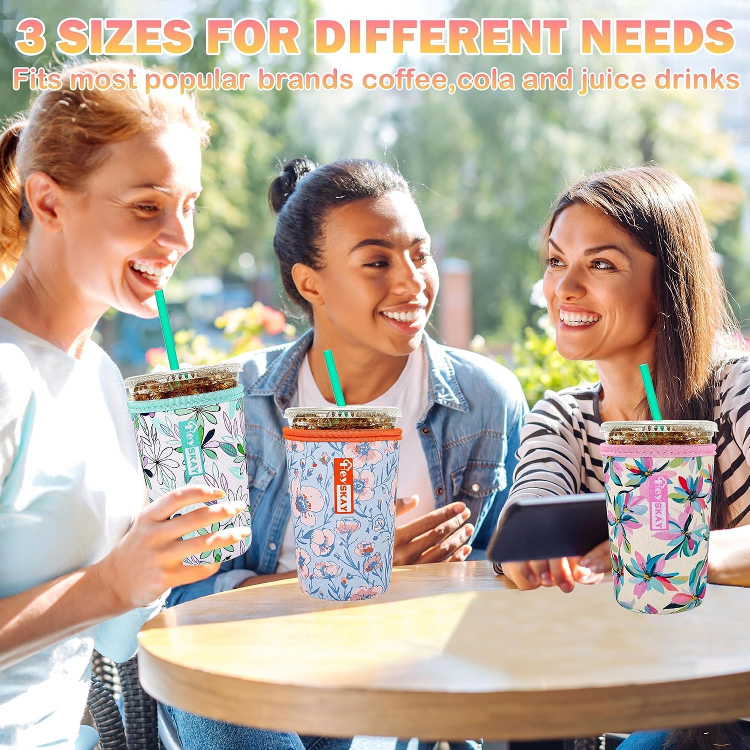 HEYSKAY Iced Coffee Sleeve Cooler Coffee Cup Sleeves for Drinks 16-32OZ image 5