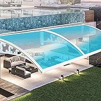 Vista 1 de Toldo azul moderno para ventana de patio, protección contra la lluvia y la nieve, refugio silencioso de policarbonato para jardín, porche, puerta