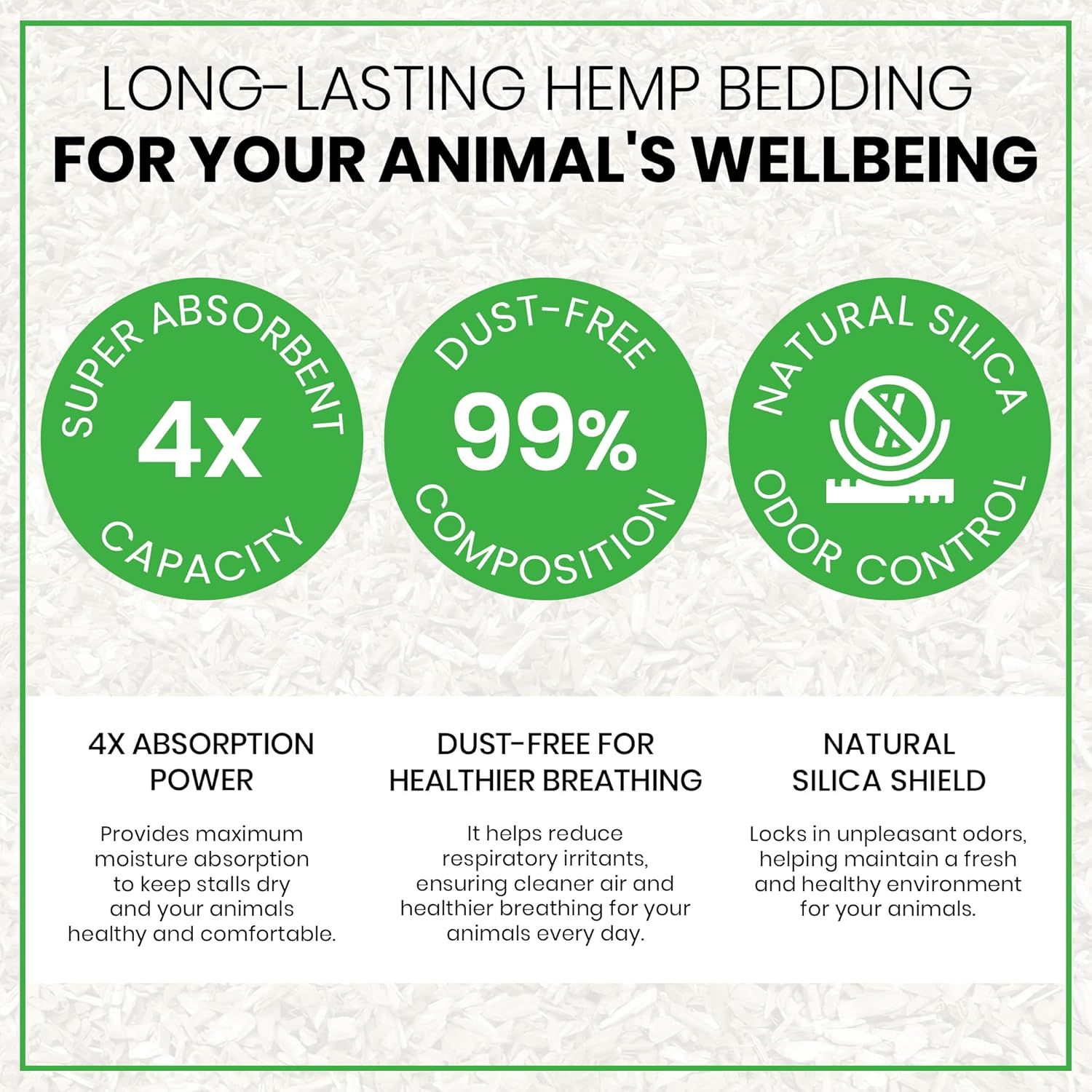 Hemp Animal Bedding 10 Lbs = 51 Liters of Natural Ground Hurds - Super Absorbent- DUST Free- for Your Horse, Chicken, Rabbit, Reptile, Hamster, Cage Coop or CAT Litter - USA Grown - Carbon Negative