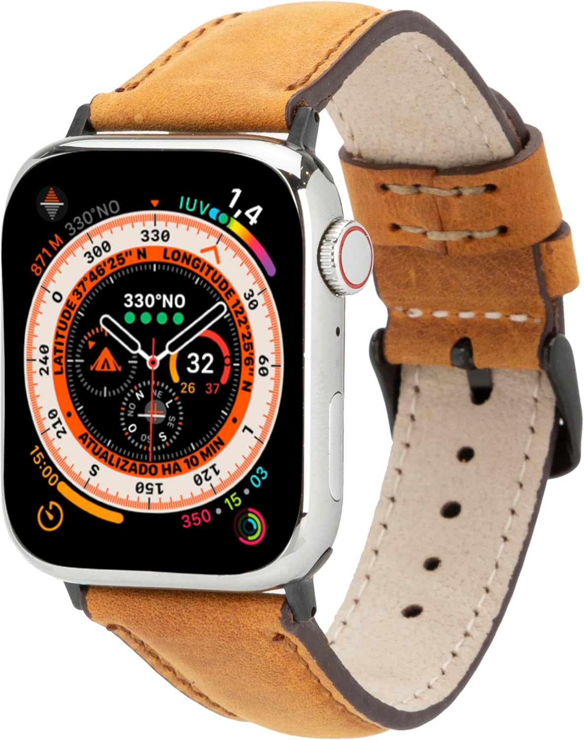 BLACKBROOK Classic Premium Leather Band compatible with Apple Watch 42mm / 44mm / 45mm, Full Grain Genuine Leather Replacement Strap