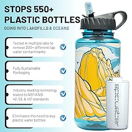 Epic Water Filters Nalgene OG Water Bottle with Filter, USA Made, BPA Free, Removes 99.99% Tap Water Contaminants, Forever Chemicals, Access Fund 23 Art, 32 oz