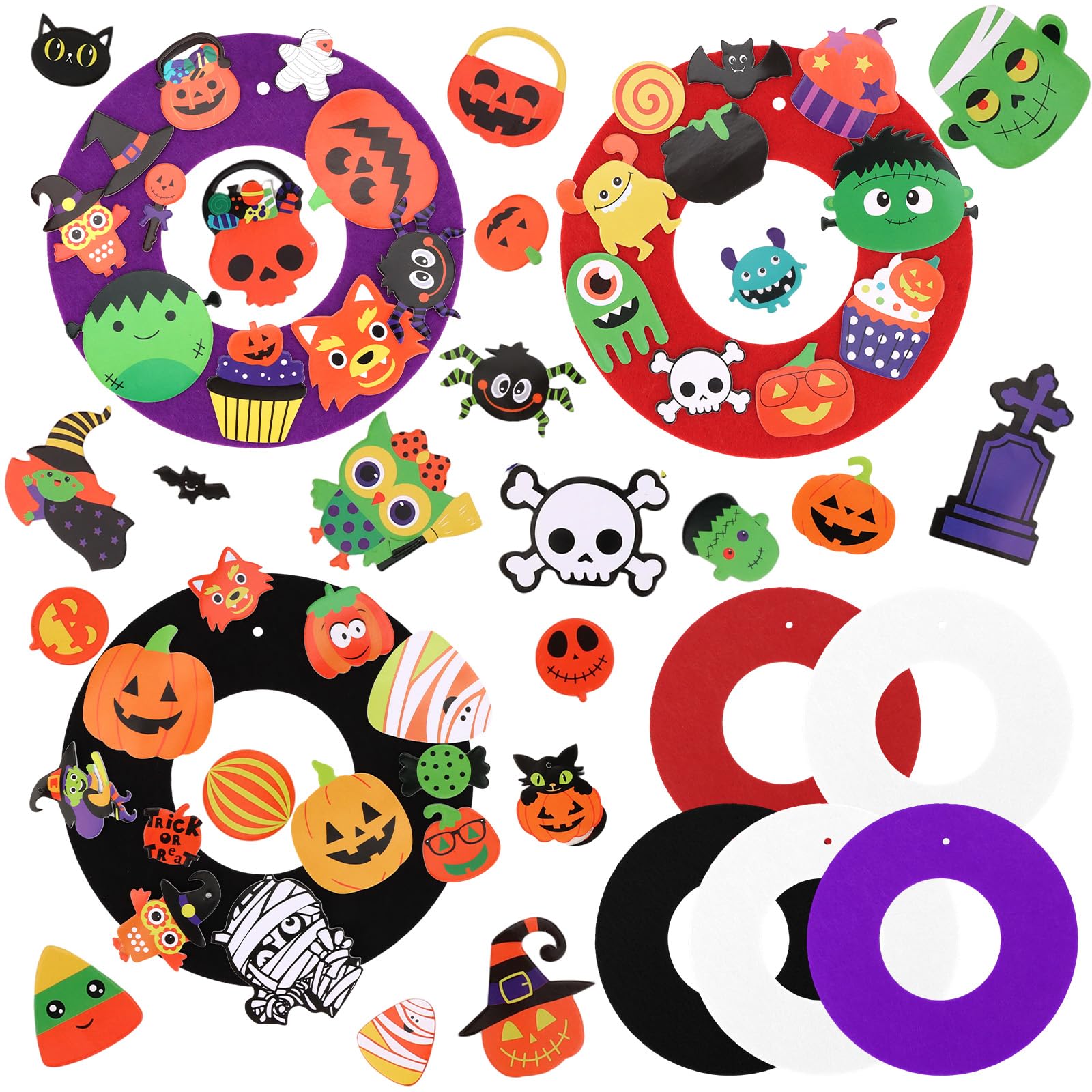Oblihumoy 8Pcs Halloween Wreath Craft Kits