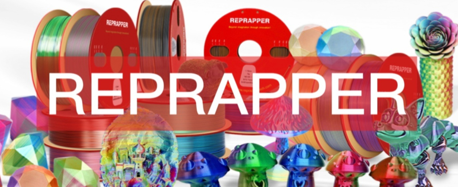 Image of Reprapper PLA Filament 4 X 250g Color Pack, Triple Color Filament Coextrusion PLA 1.75mm for 3D Printer, 4 Spools Silk Rose /Blue /Green, red-blue1-gold, Purple /Blue /Yellow, Gold /Copper /Black