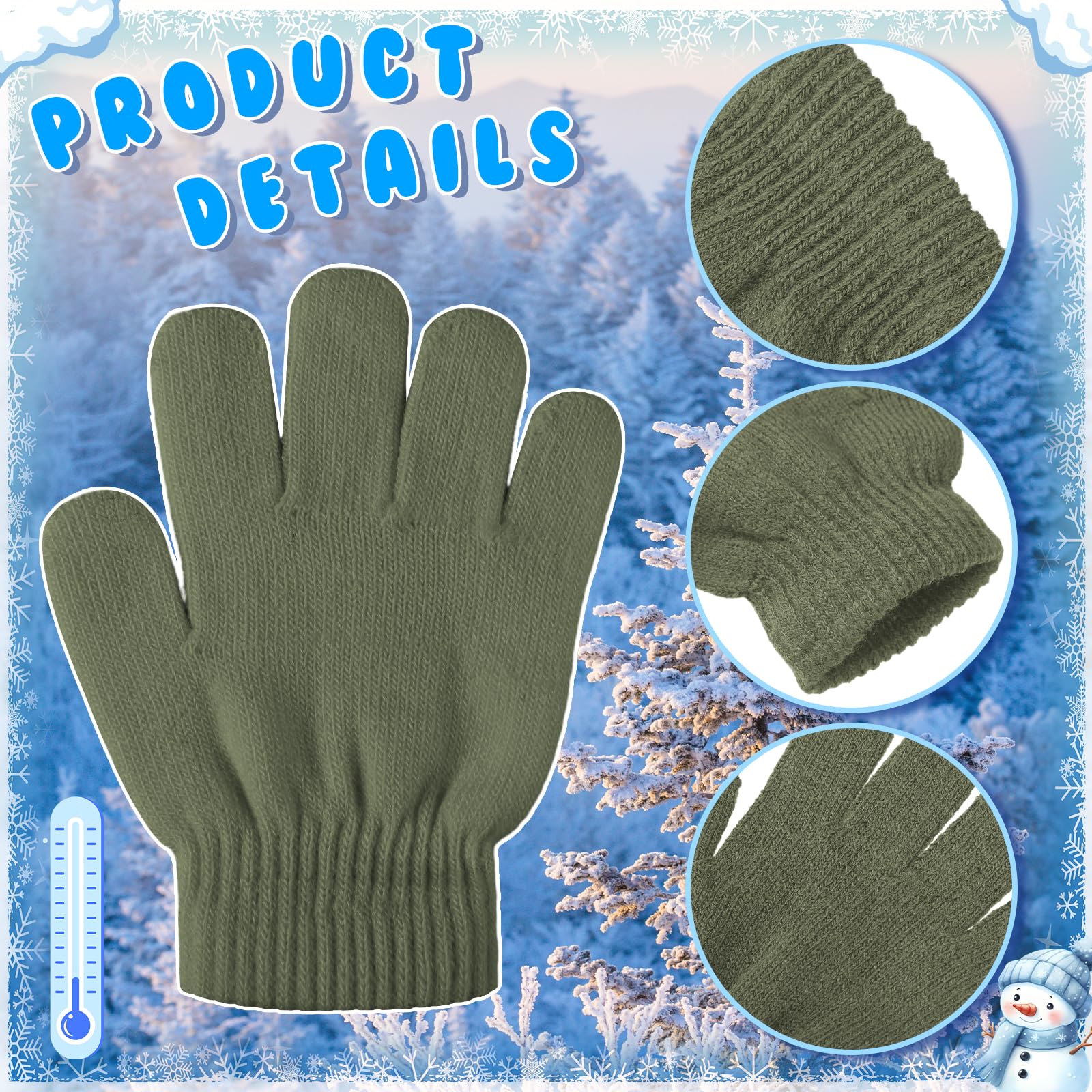 SATINIOR Guantes de Invierno de Punto para Niño 4 Pares Negro Azul Marino Café Verde Militar 1-4 años